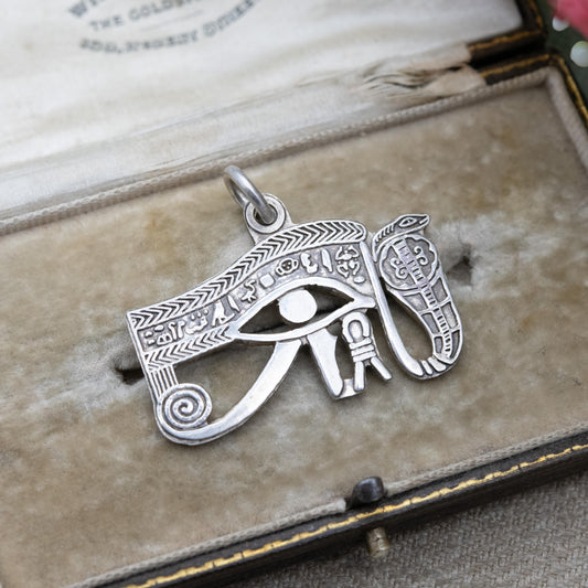 Vintage Egyptian Silver Eye of Horus Pendant - Openwork Design | Egyptian 800 Silver | Pendant for Necklace