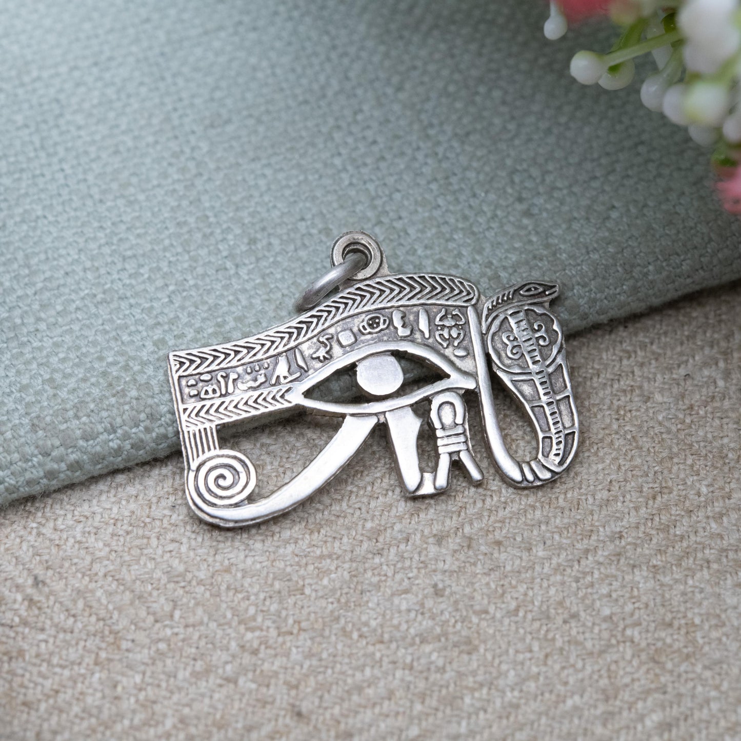 Vintage Egyptian Silver Eye of Horus Pendant - Openwork Design | Egyptian 800 Silver | Pendant for Necklace