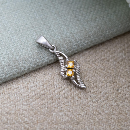 Sterling Silver Gemporia Citrine Pendant - Detailed Front Yellow Gemstone Pendant | Small Charm Pendant | Gems TV