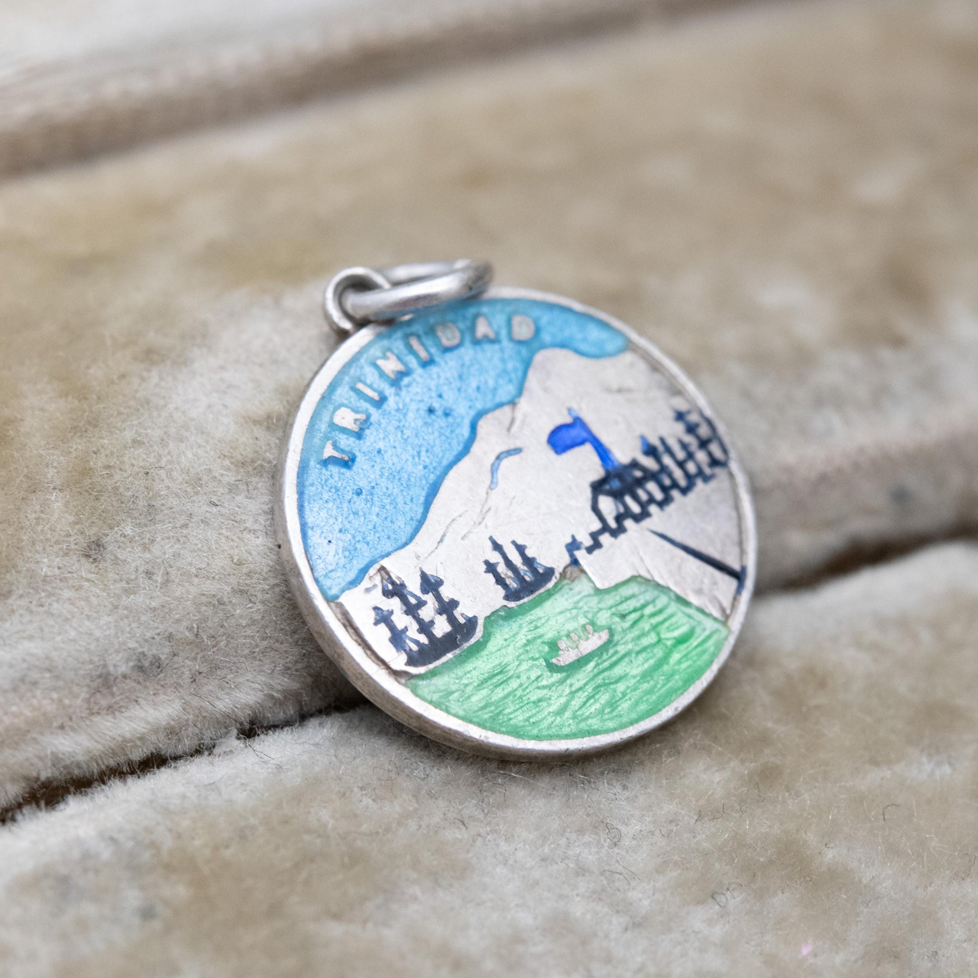 Vintage Sterling Silver Enamel Trinidad TLM Charm Pendant - Thomas L Mott Charm | Caribbean | Souvenir Gift for Charm Bracelet