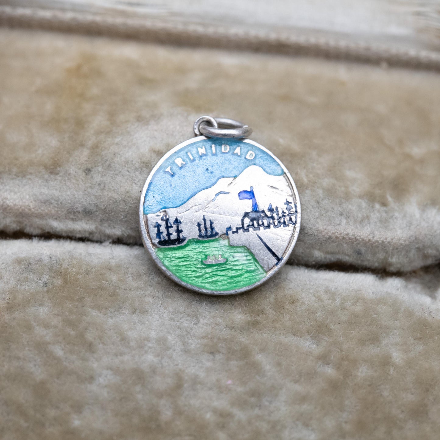 Vintage Sterling Silver Enamel Trinidad TLM Charm Pendant - Thomas L Mott Charm | Caribbean | Souvenir Gift for Charm Bracelet