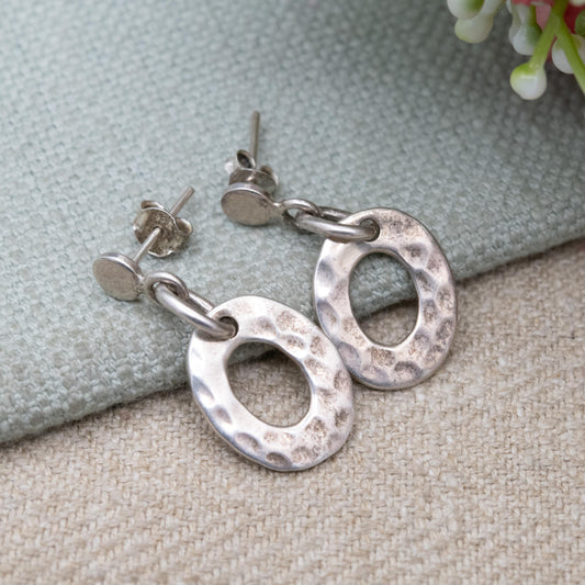 Vintage Sterling Silver Letter O Earrings - Gifts For Her | Oval Shaped Earrings | Initial earrings