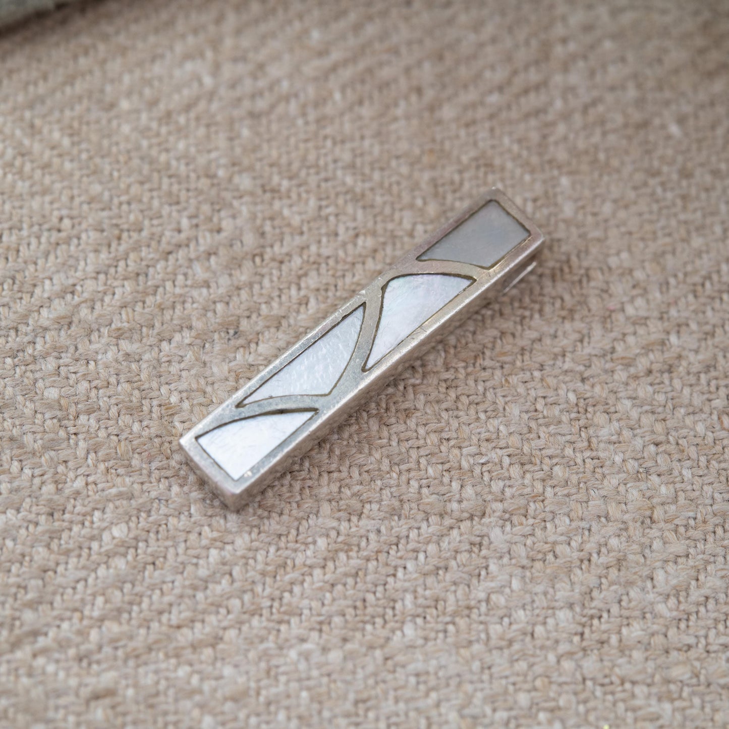 Vintage Sterling Silver Mother of Pearl Rectangle Pendant - Pretty Silver Gift Necklace with Minimalist Design | Gift for Necklace Chain