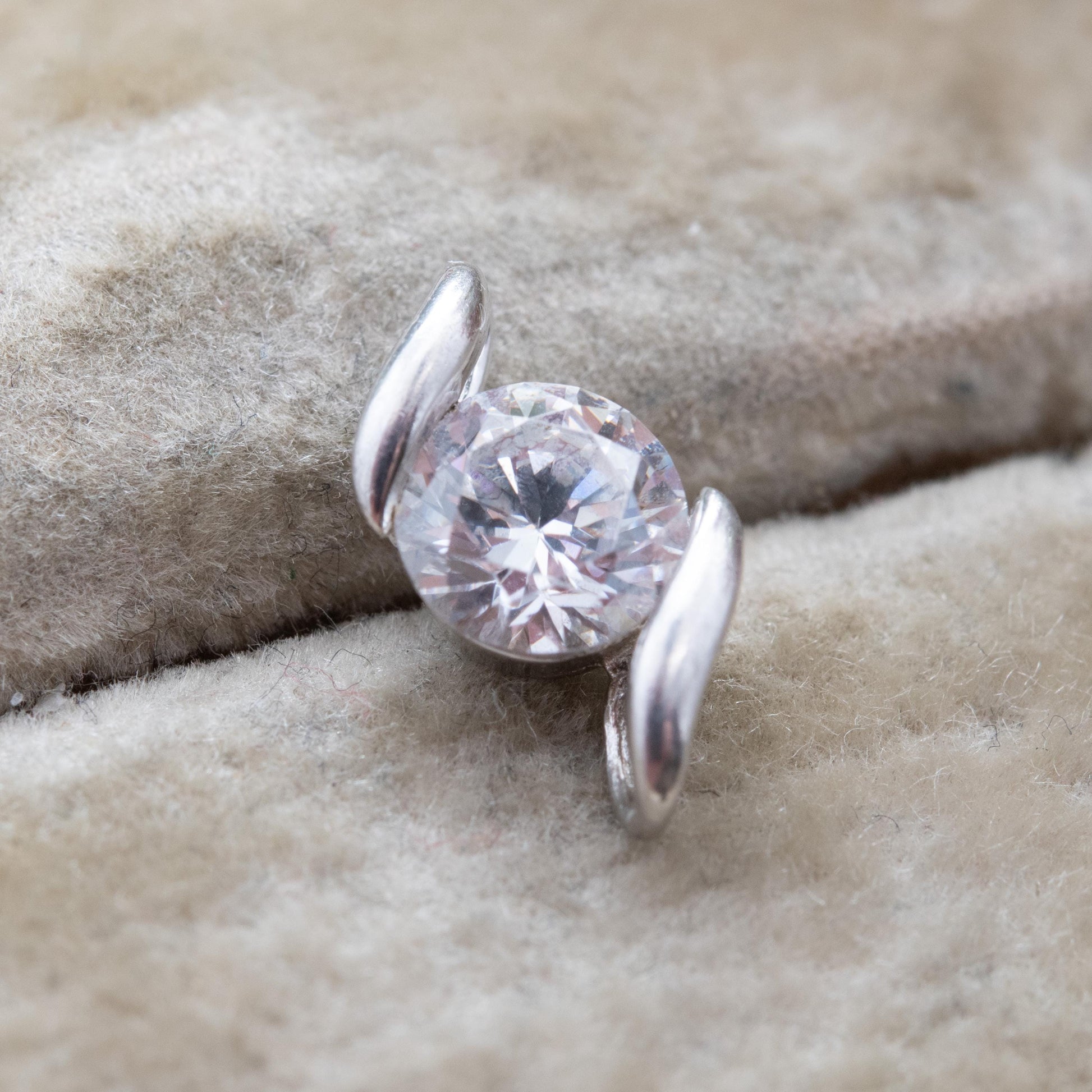 Sterling Silver CZ Solitaire Pendant - Small Sparkly Pendant Charm for Charm Necklace | Beautiful Clear Stone Gift for Her
