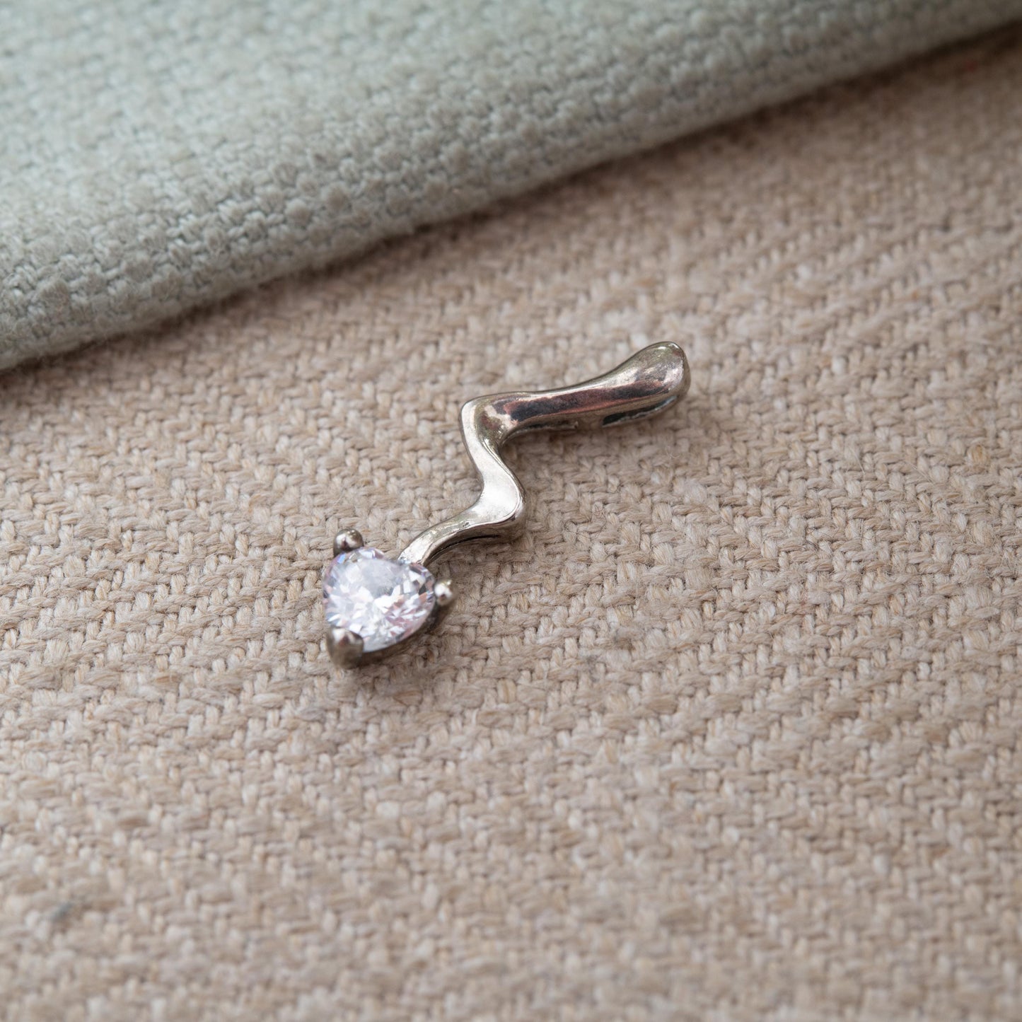 Sterling Silver CZ Dragons Tail Pendant - Small Sparkly Pendant Charm for Necklace | Small Love Heart Cut Clear Stone