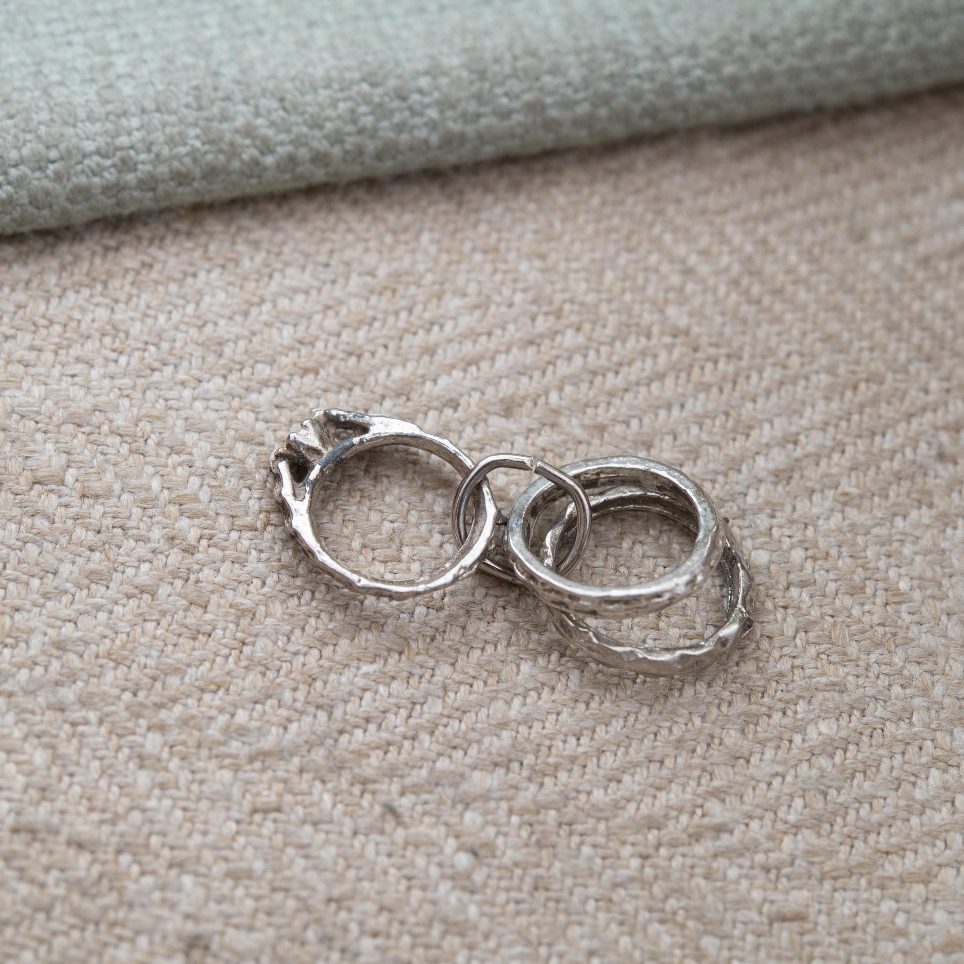 Vintage Sterling Silver Mini Wedding Ring Set Charm Pendant - Eternity Band Wedding Band and Engagement Ring | Gift for Charm Bracelet