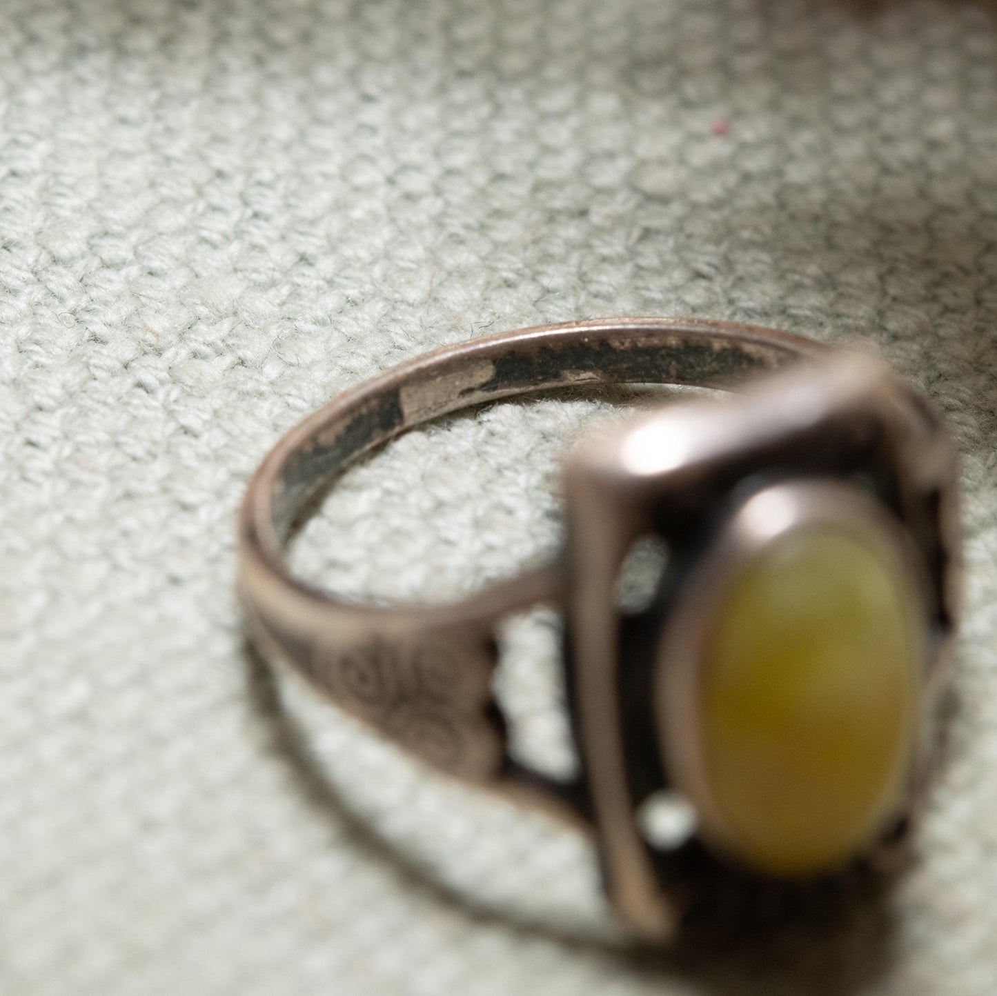 Vintage Sterling Silver Connemara Marble Ring - Celtic Irish Green Stone c. 1940s | UK Size - N | US - 6 1/2