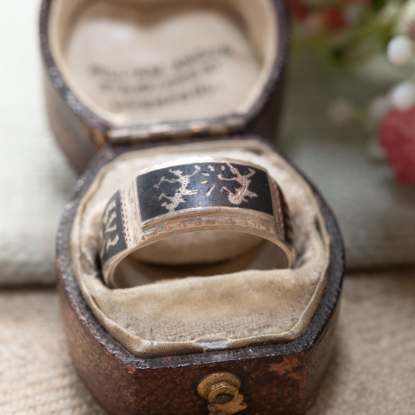Vintage Sterling Silver Niello Siam Mekhala Goddess of Lightening Ring - Thailand God Dancer | Siamese Silver | UK Size - P US Size - 7 3/4