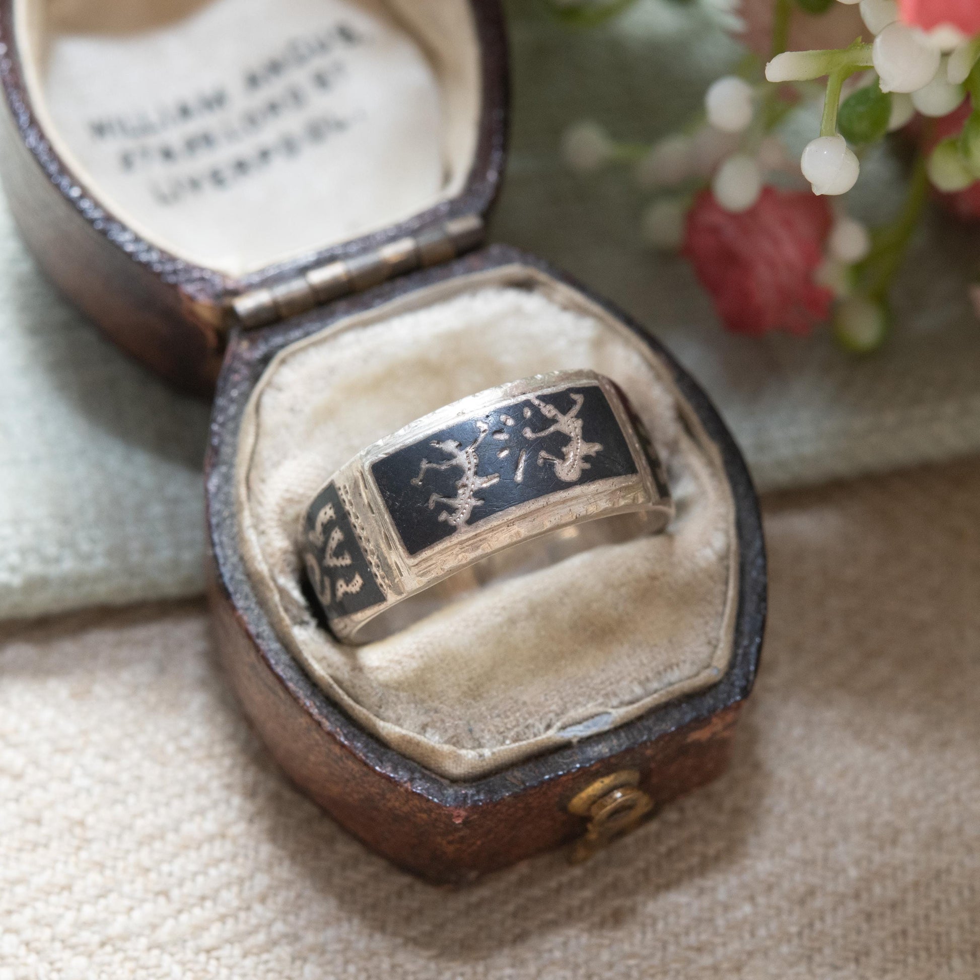 Vintage Sterling Silver Niello Siam Mekhala Goddess of Lightening Ring - Thailand God Dancer | Siamese Silver | UK Size - P US Size - 7 3/4