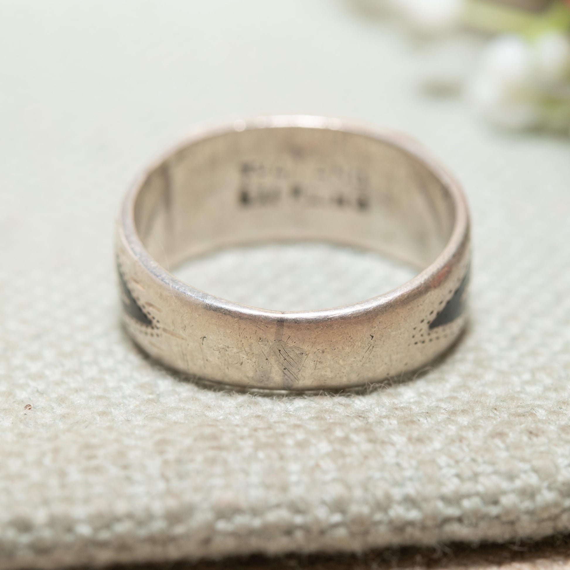 Vintage Sterling Silver Niello Siam Mekhala Goddess of Lightening Ring - Thailand God Dancer | Siamese Silver | UK Size - P US Size - 7 3/4