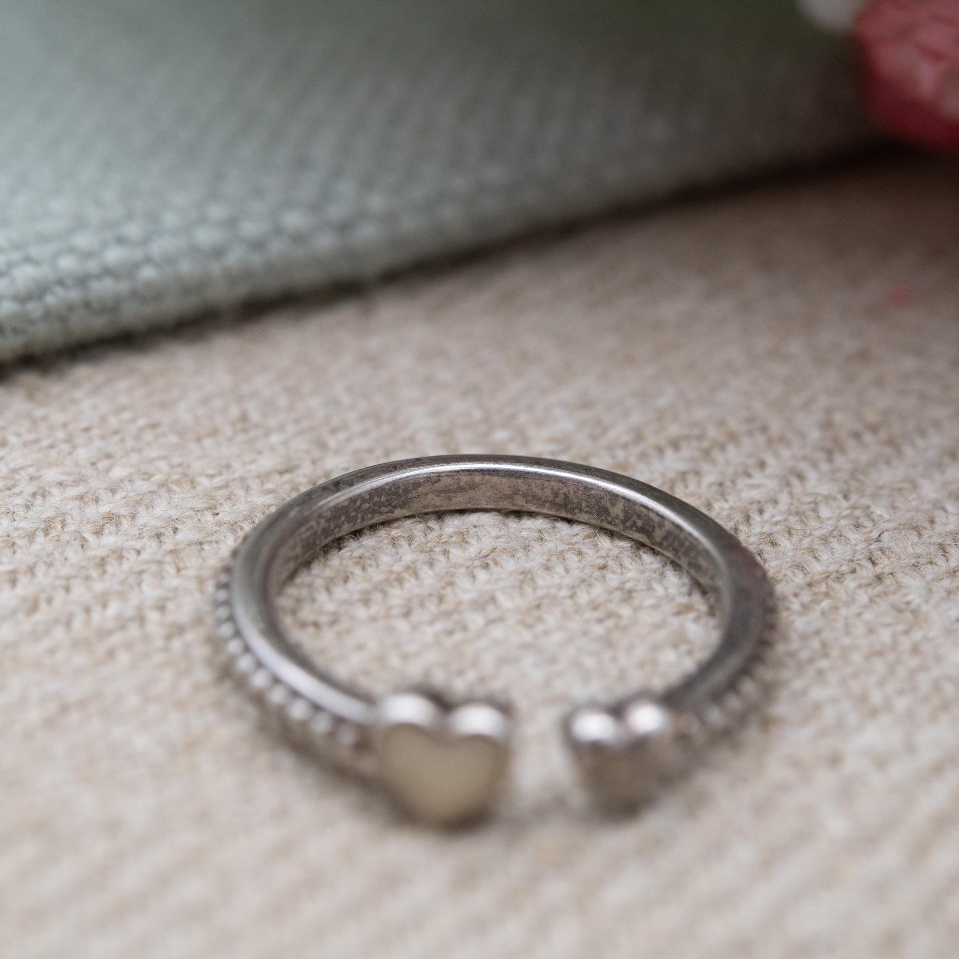 Pandora Sterling Silver Heart Torque Ring with Beaded Band - Pretty Everyday Adjustable Stacking Solitaire | UK Size - J 1/2 | US Size - 5