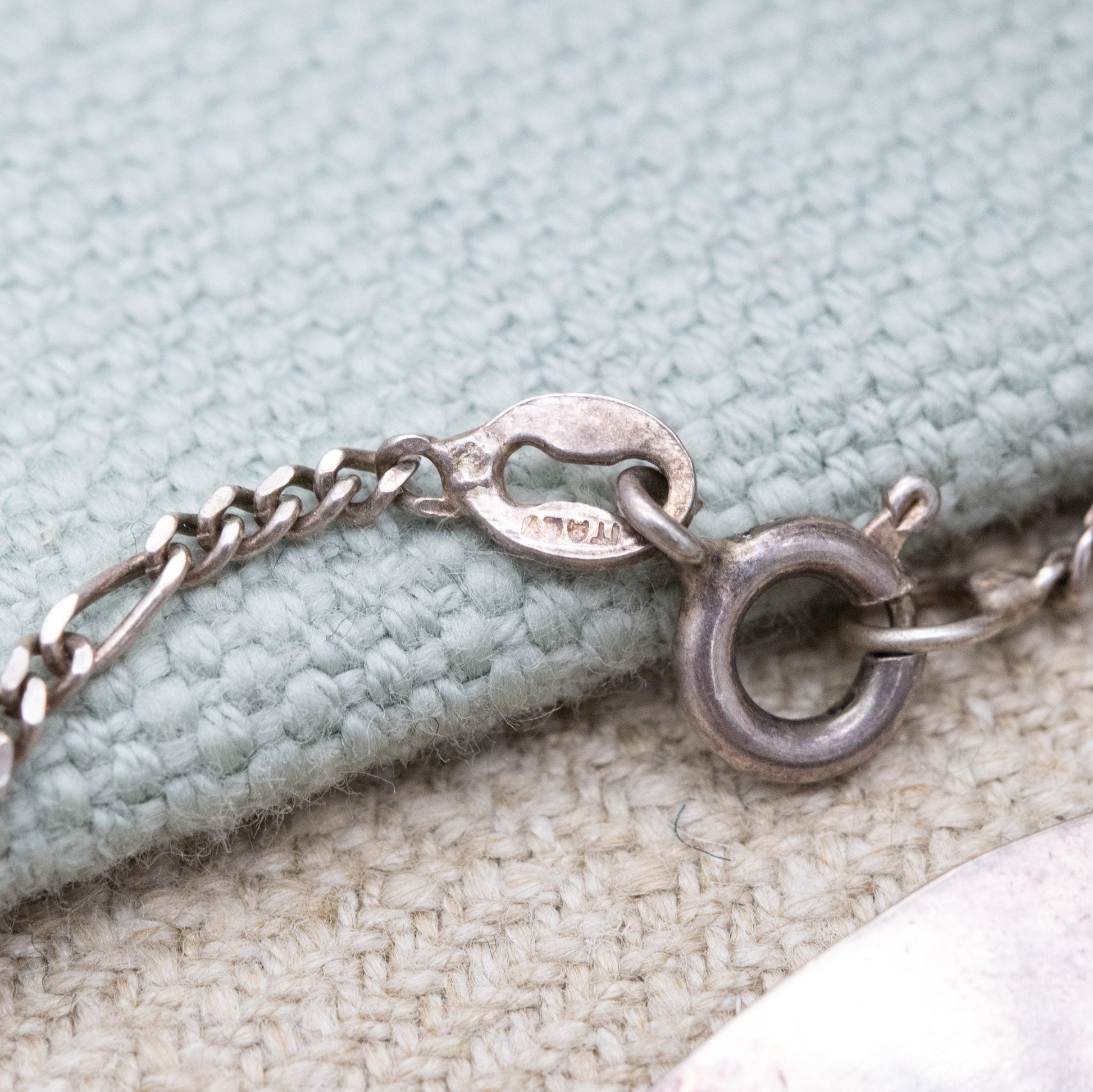 Vintage Italian Sterling Silver ID Bracelet - Figaro Links | Charm Bracelet | Unisex Jewellery Gift for Him