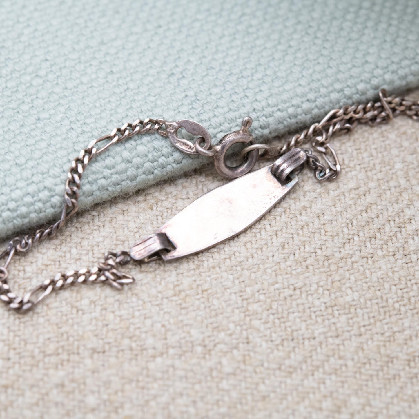 Vintage Italian Sterling Silver ID Bracelet - Figaro Links | Charm Bracelet | Unisex Jewellery Gift for Him