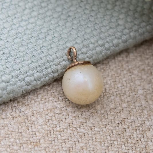 Vintage 9ct Gold Faux Pearl Pendant c. 1960s - for Charm Necklace