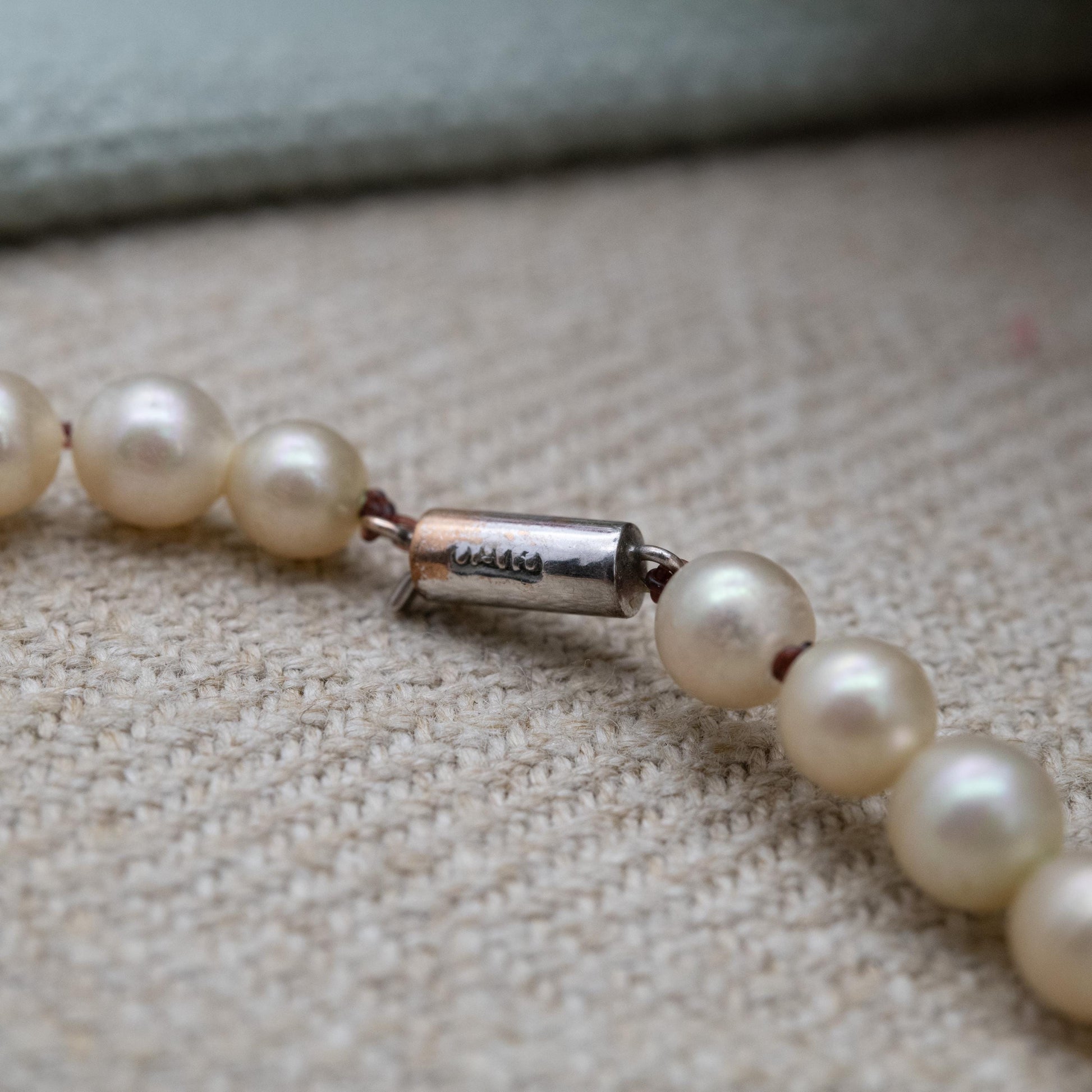 Vintage Ciro 9ct White Gold Clasp Faux Pearl Necklace - Graduated Round Beads | Choker Length 15" 38cm