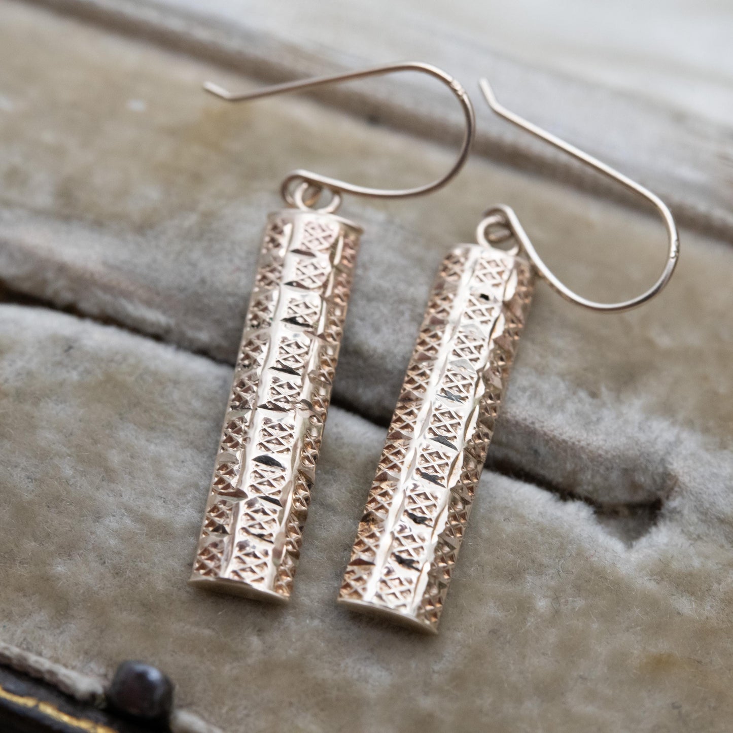 Vintage 9ct Gold Bar Drop Earrings