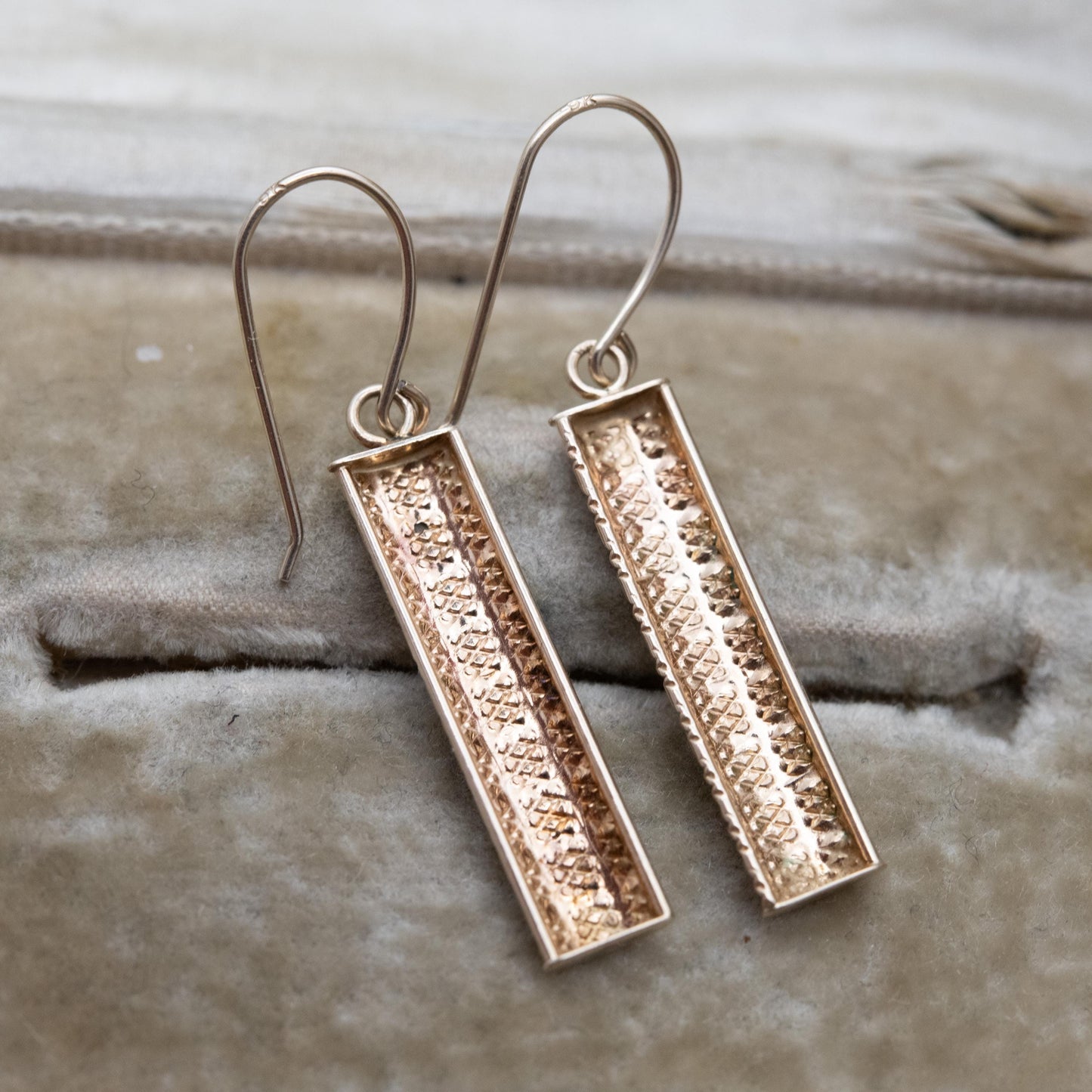 Vintage 9ct Gold Bar Drop Earrings
