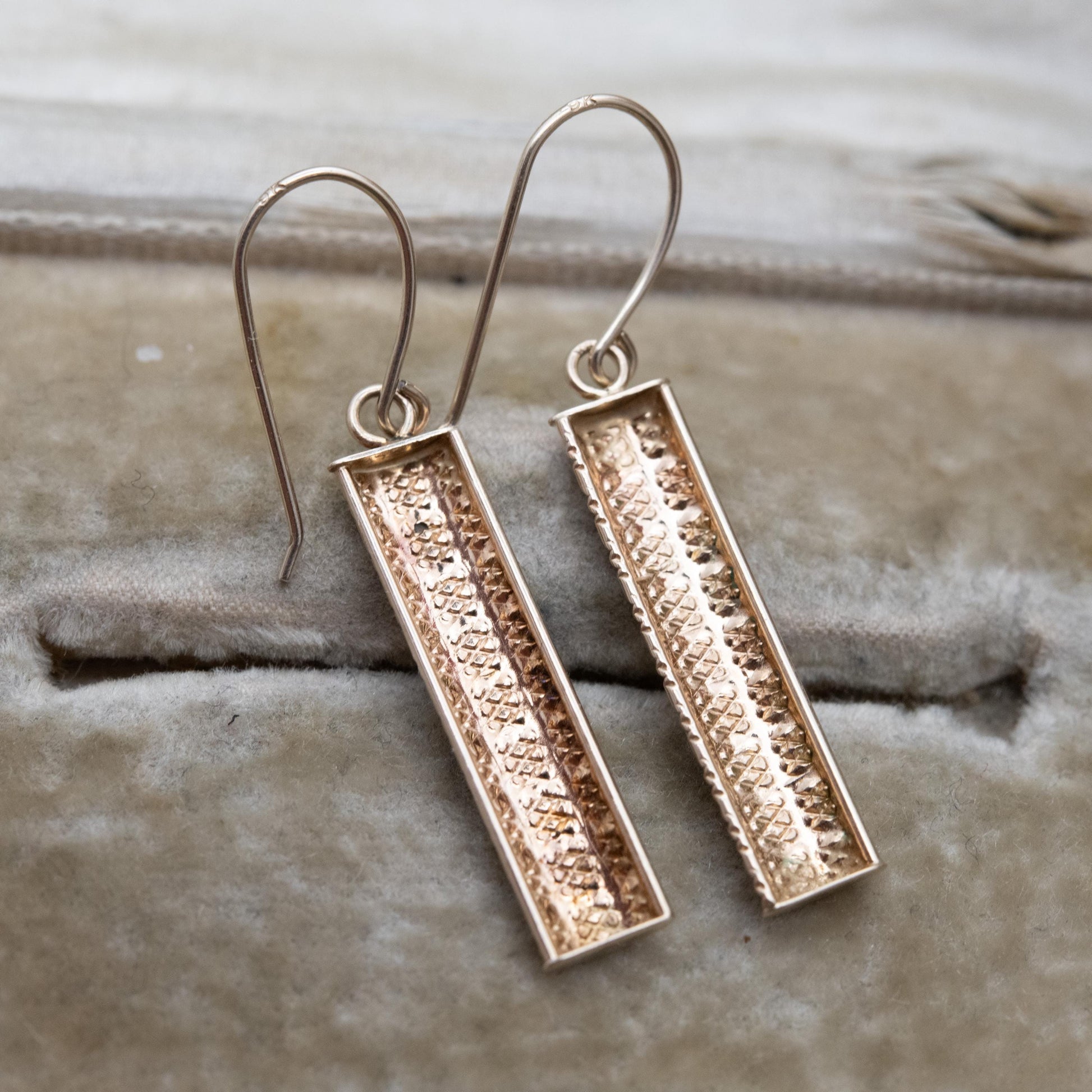 Vintage 9ct Gold Bar Drop Earrings