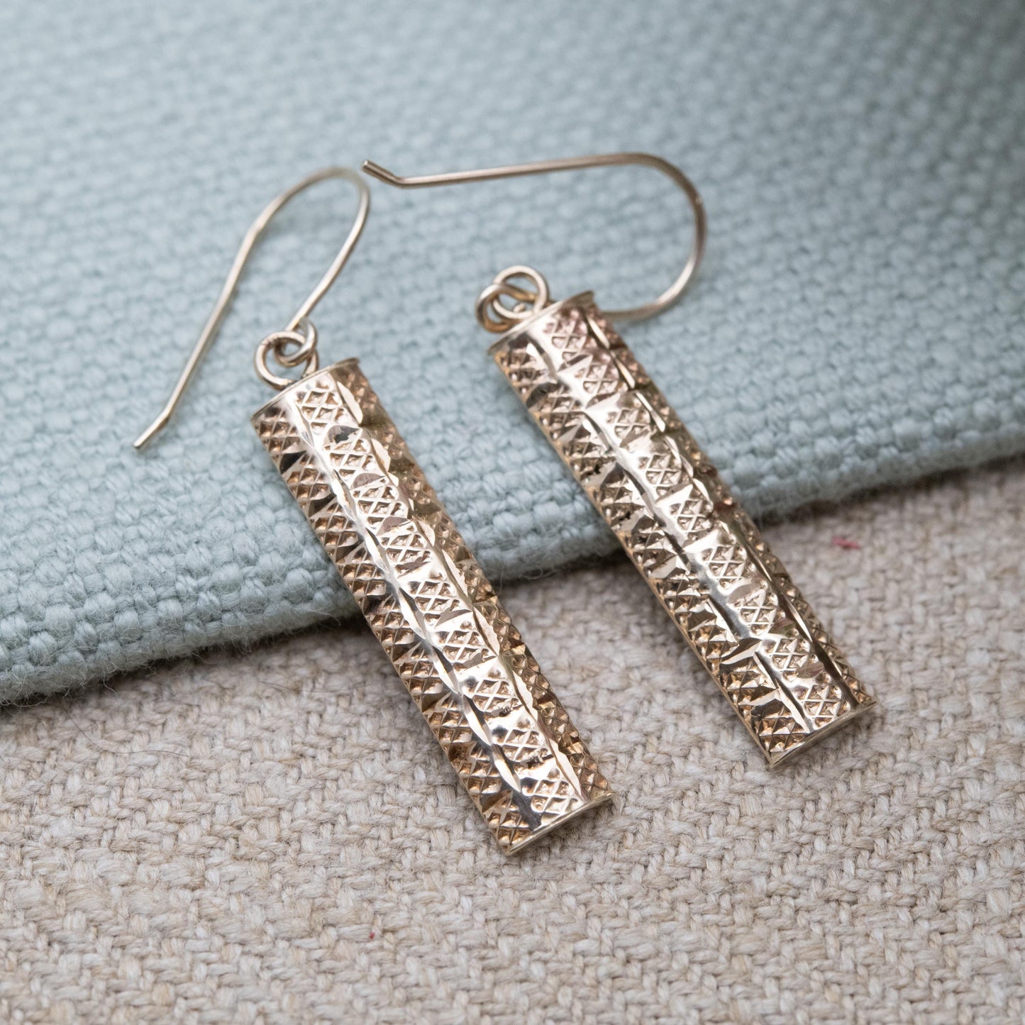 Vintage 9ct Gold Bar Drop Earrings