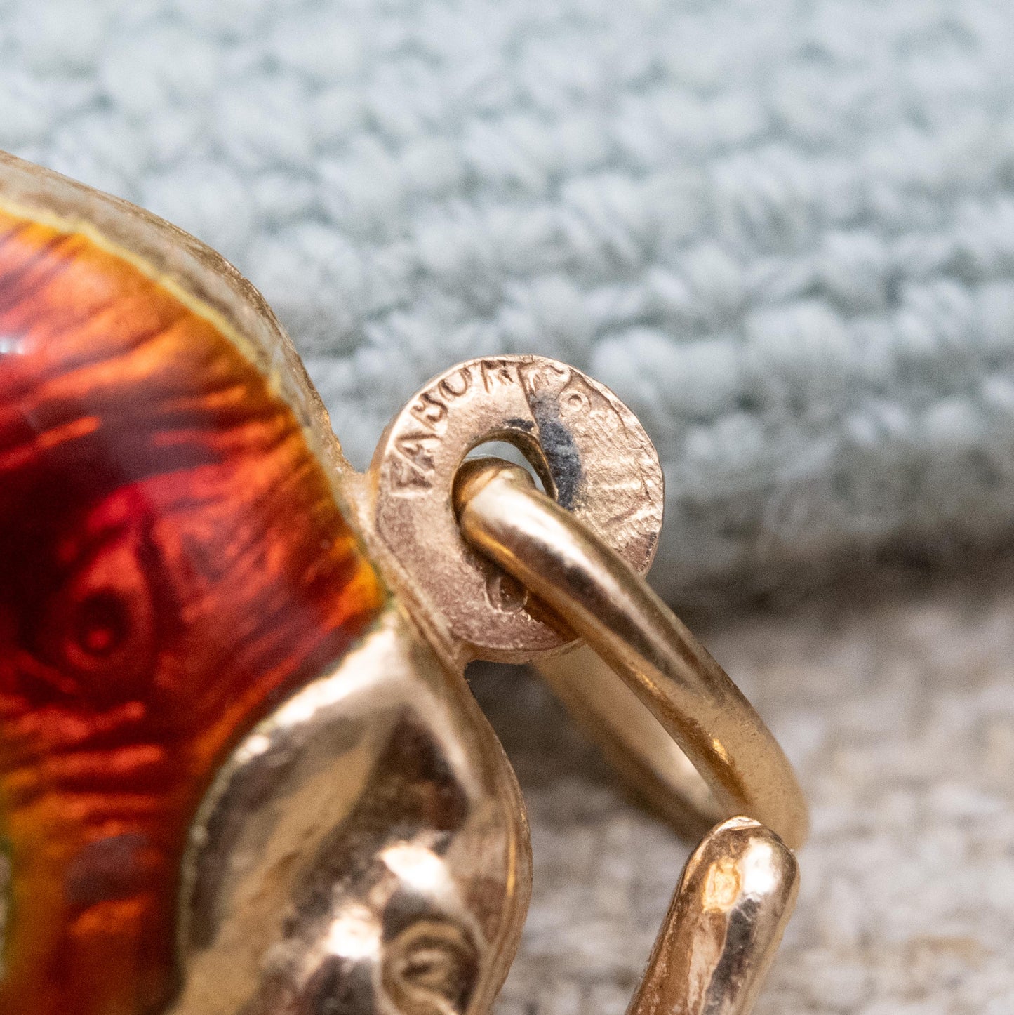 Vintage 18ct Gold Enamel Elephant Charm Pendant Signed Fabor - Egyptian Gold Jewellery Gift | Novelty Animal Charm