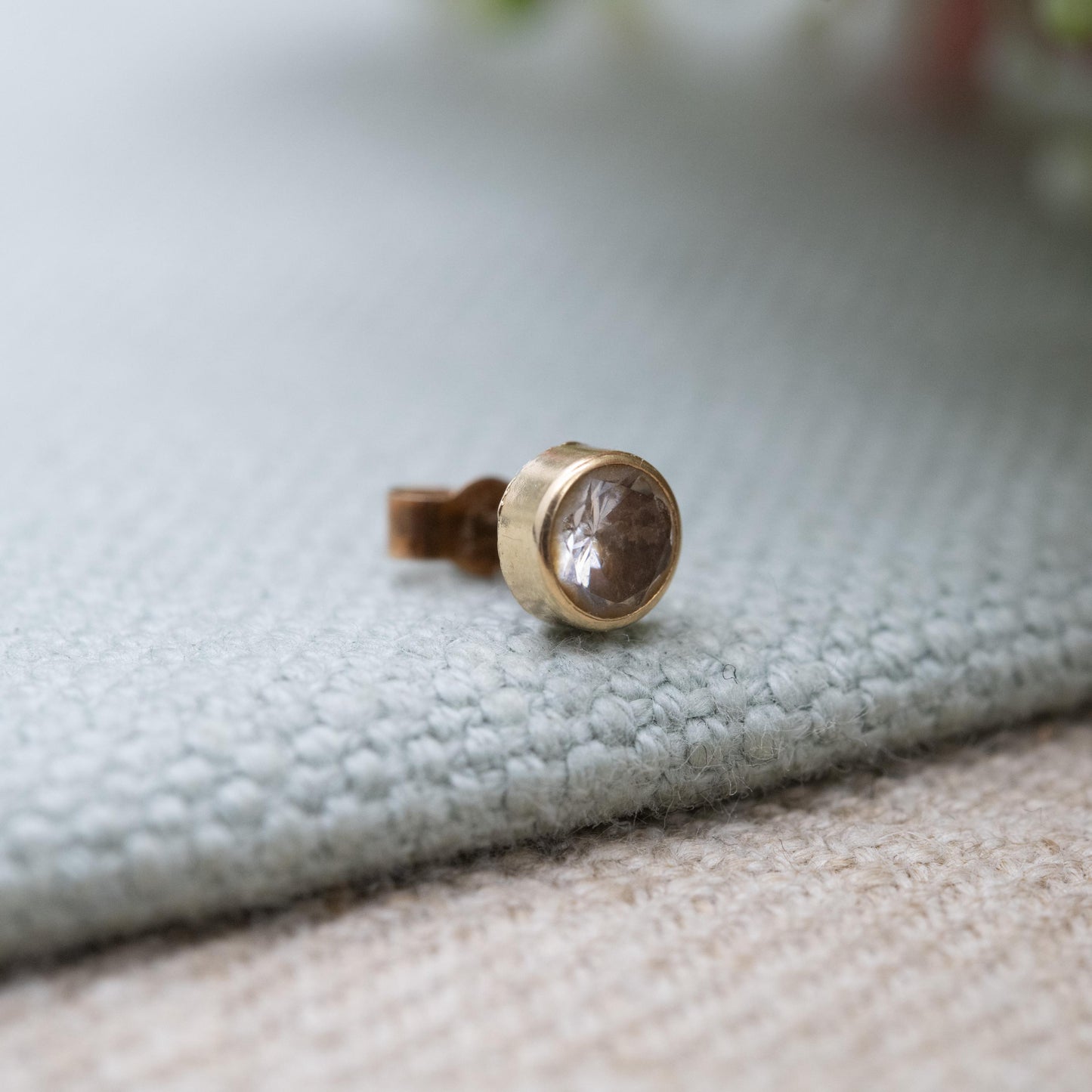 Single 9ct Gold Earring with Bezel Set CZ Stone 5mm