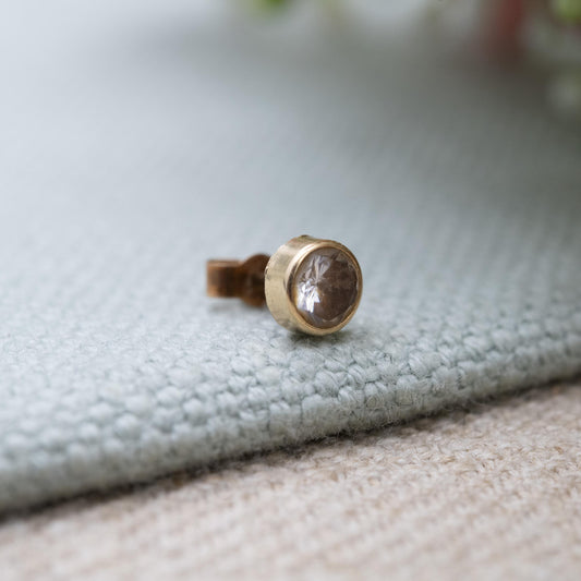 Single 9ct Gold Earring with Bezel Set CZ Stone 5mm