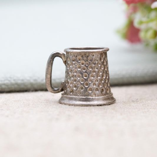 Vintage Sterling Silver Beer Tankard Charm Pendant - Dimpled Beer Mug Cup | Gift for Charm Bracelet
