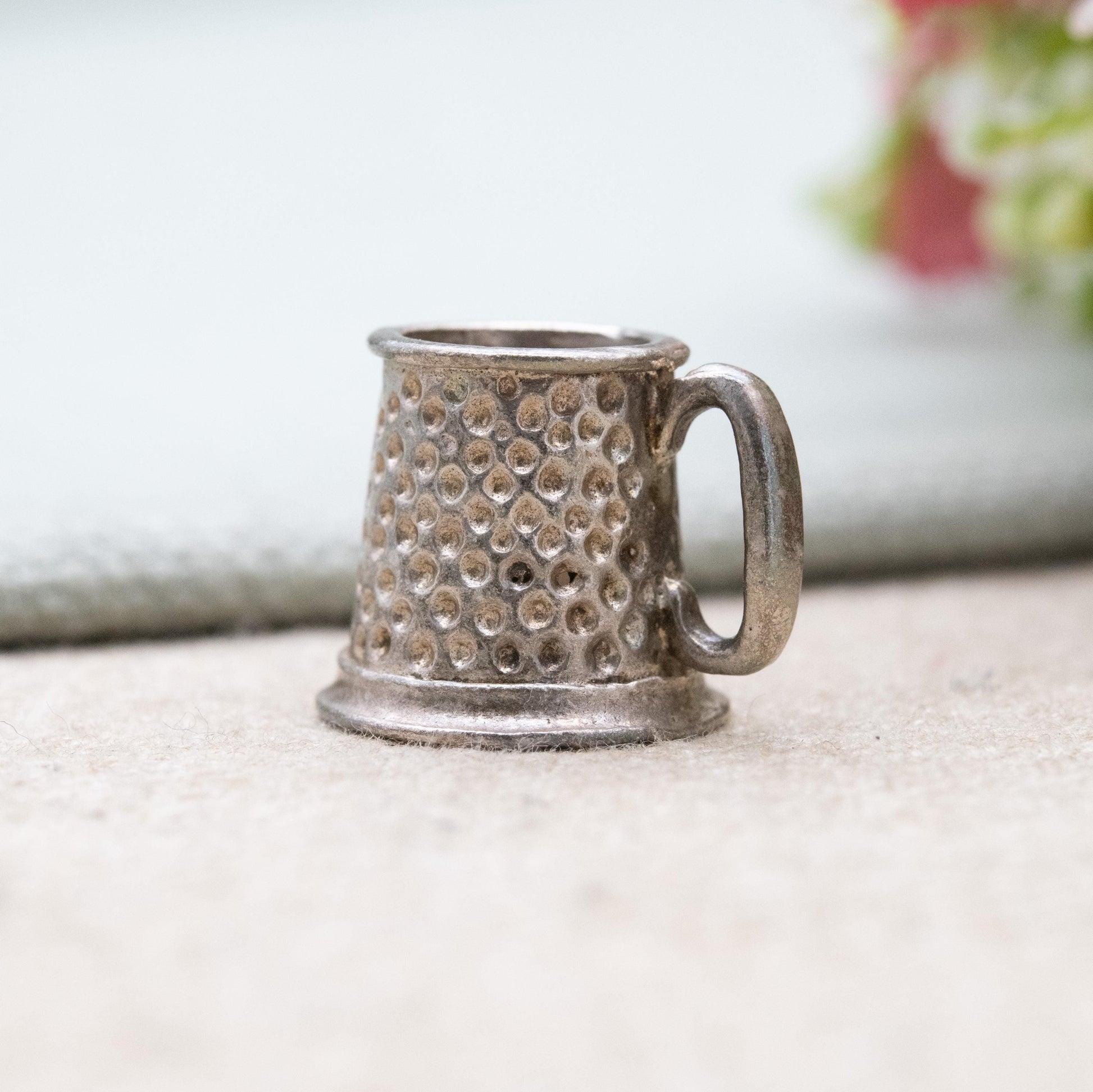 Vintage Sterling Silver Beer Tankard Charm Pendant - Dimpled Beer Mug Cup | Gift for Charm Bracelet
