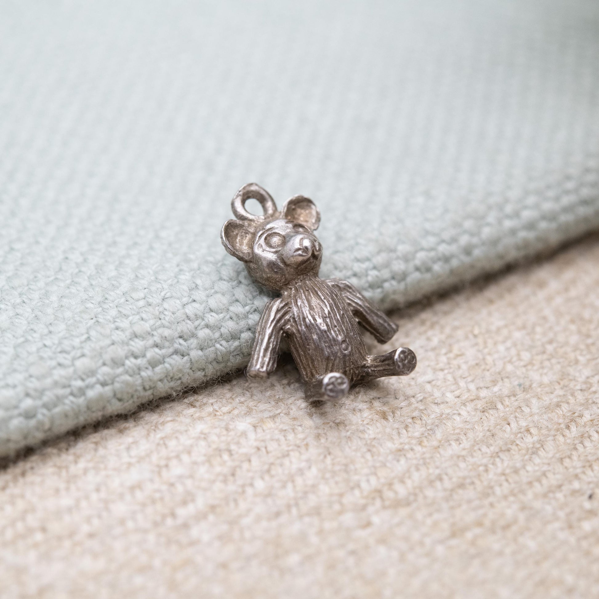 Vintage Sterling Silver Teddy Bear Charm Pendant - Cute Animal Toy | Childrens Gift for Charm Bracelet