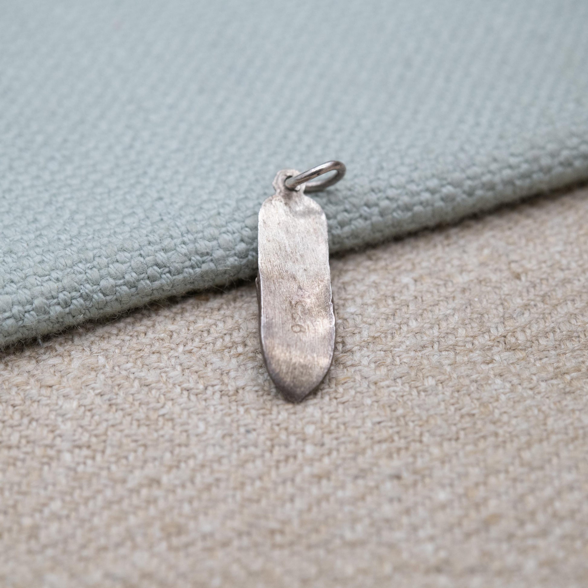 Vintage Sterling Silver and Green Enamel Slipper Shoe Charm Pendant - Traditional Shoe | Scrolling Detailed Slipper Gift for Charm Bracelet