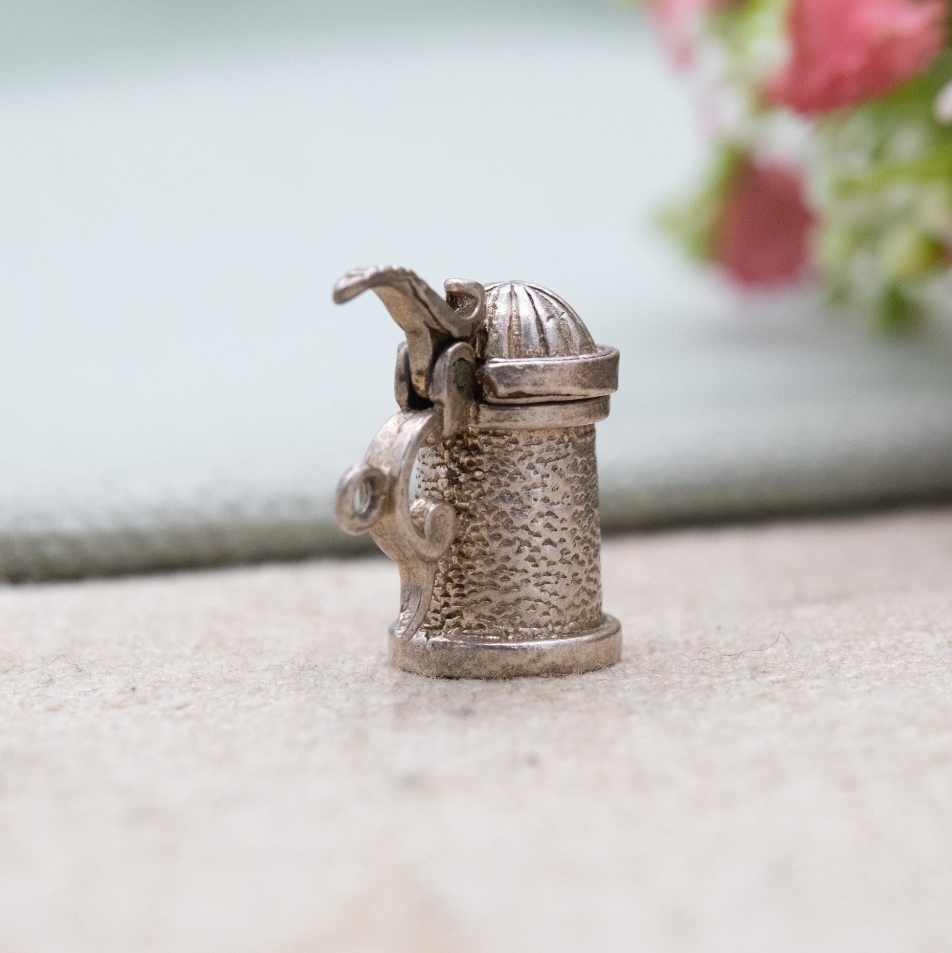 Vintage Sterling Silver Opening Beer Tankard Charm Pendant - Beer Cup | German Stein | Gift for Charm Bracelet