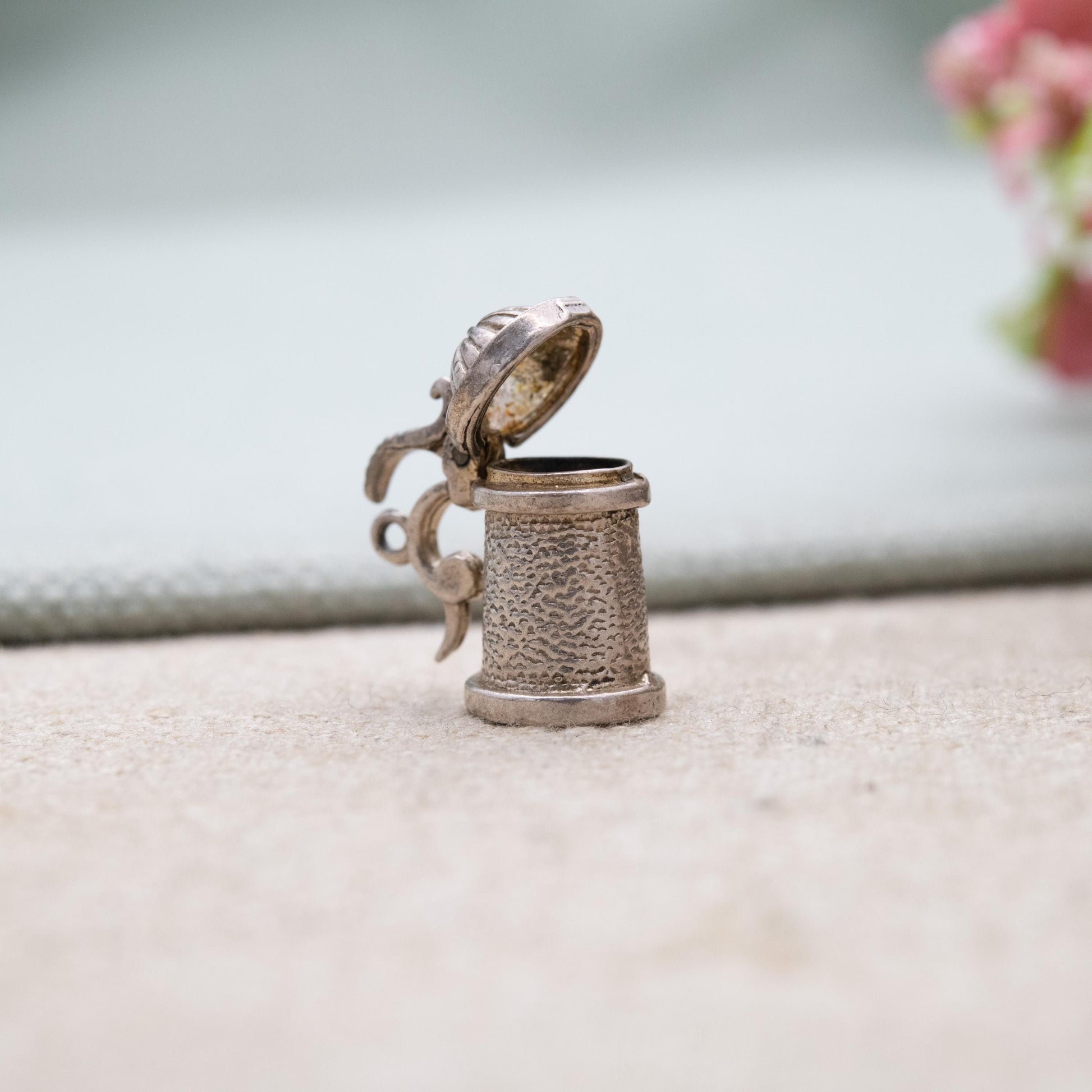 Vintage Sterling Silver Opening Beer Tankard Charm Pendant - Beer Cup | German Stein | Gift for Charm Bracelet