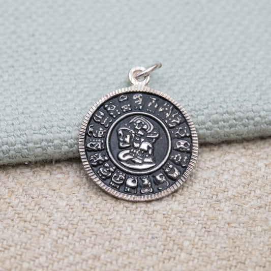 Vintage Mexican Silver Mayan Calendar Pendant – Traditional Central American Design | Signed Mexico 950 | Travel Souvenir Jewellery