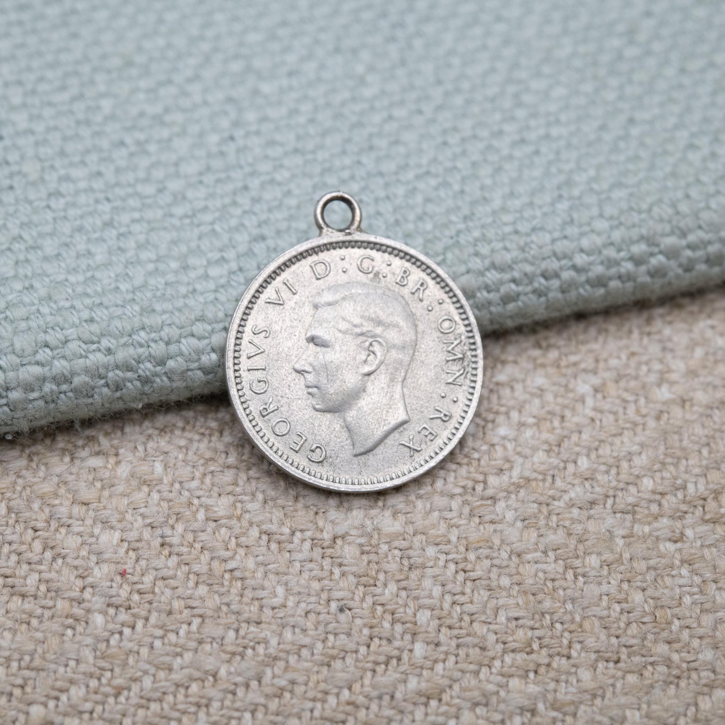 Vintage Silver George VI Threepence 1940 Coin Charm Pendant - Silver Coin Jewellery
