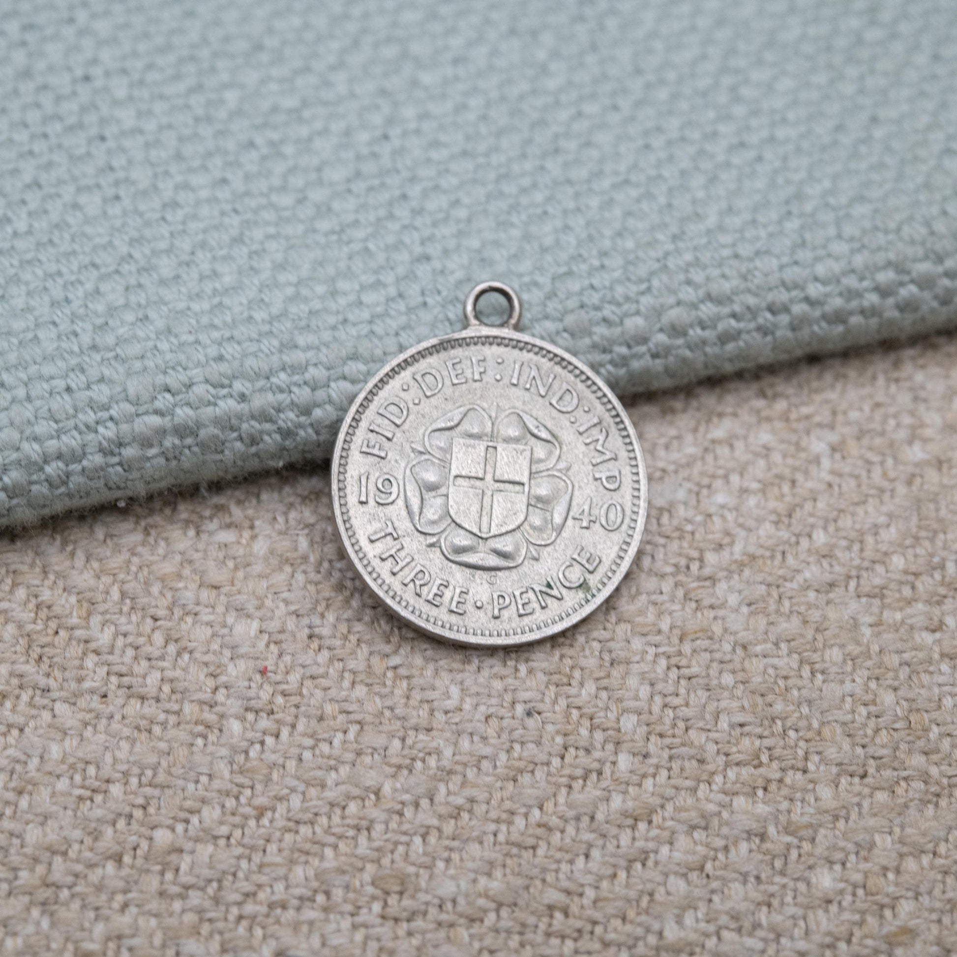 Vintage Silver George VI Threepence 1940 Coin Charm Pendant - Silver Coin Jewellery
