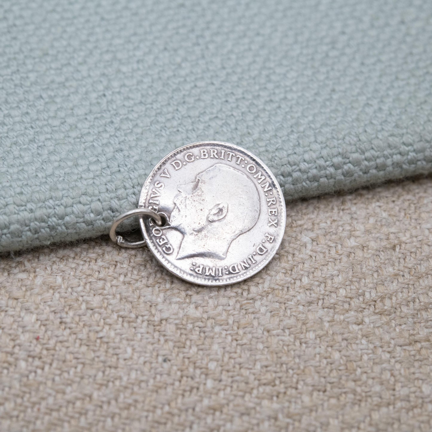 Vintage Silver George V Three Pence 1912 Coin Charm Pendant - Silver Coin Jewellery