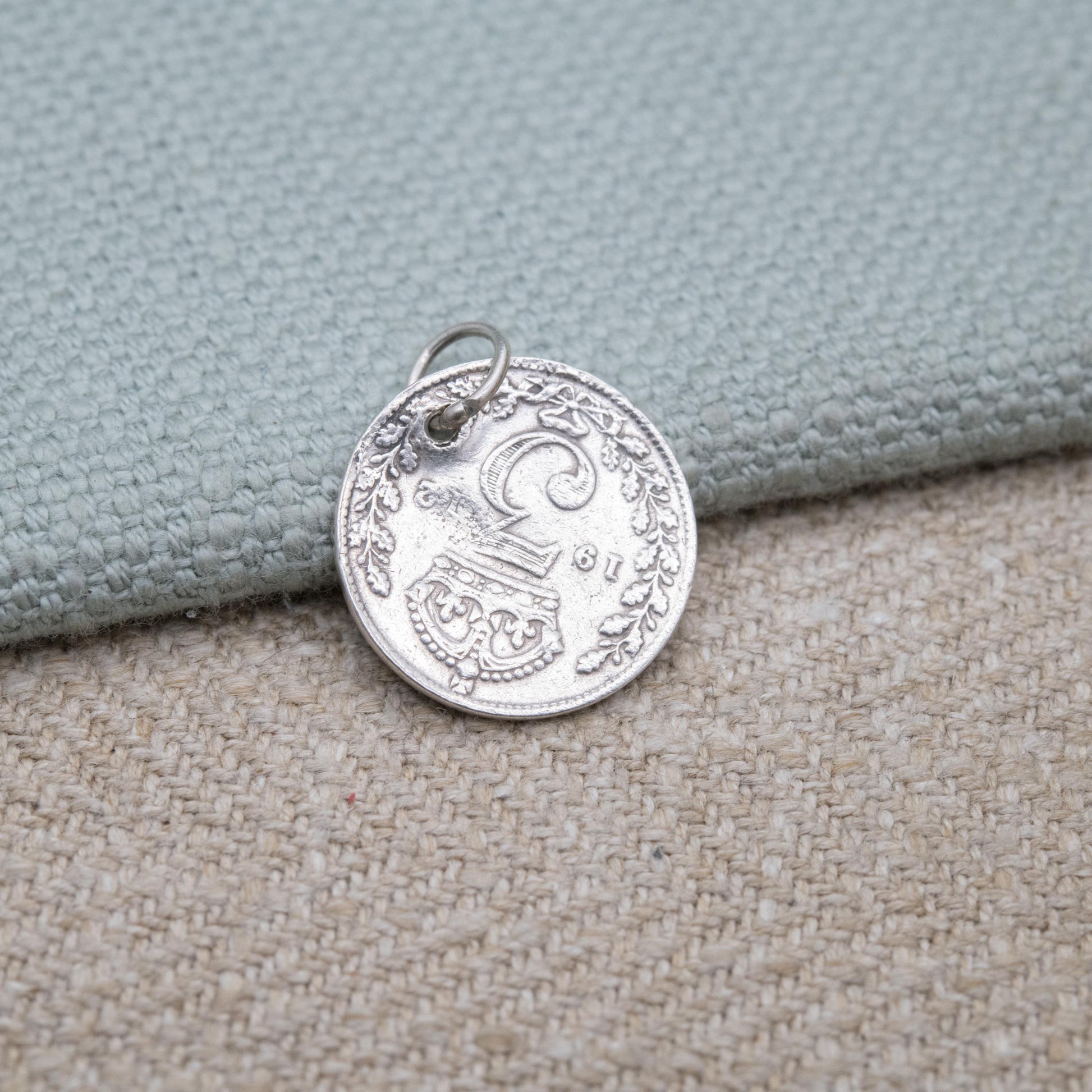 Vintage Silver George V Three Pence 1912 Coin Charm Pendant - Silver Coin Jewellery