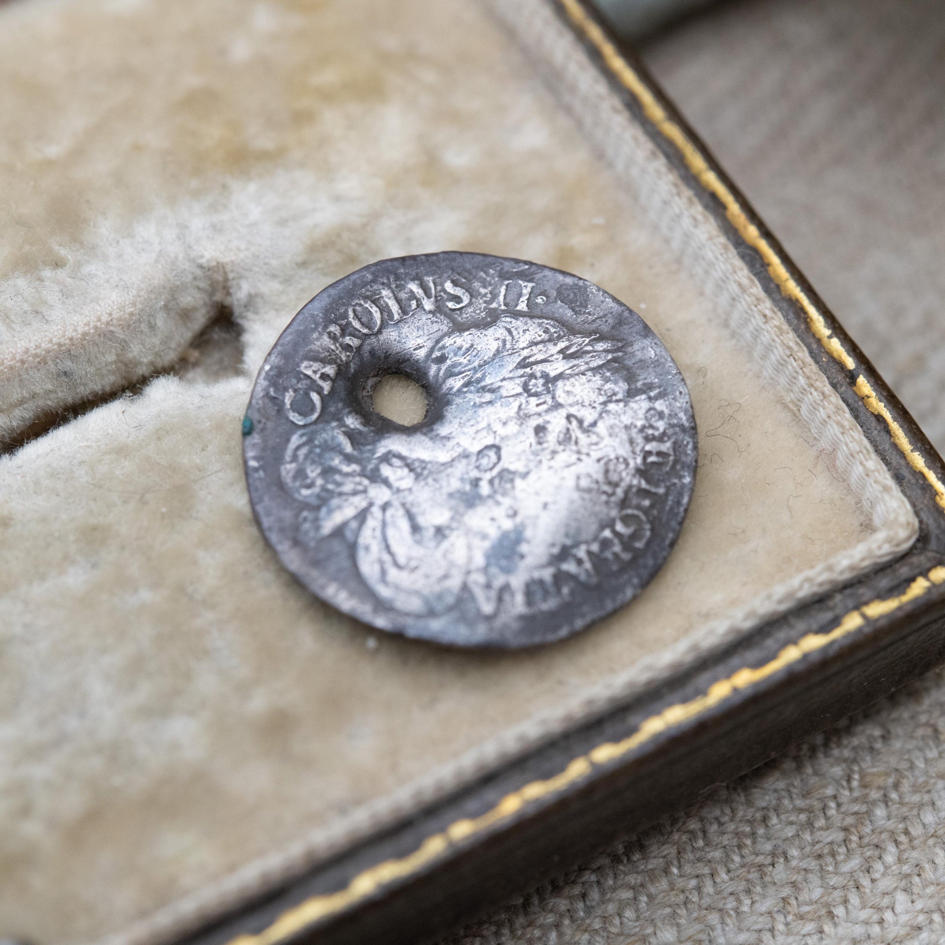 Antique Love Token 1680 Charles II Fourpence Sterling Silver Bent Coin Charm Pendant