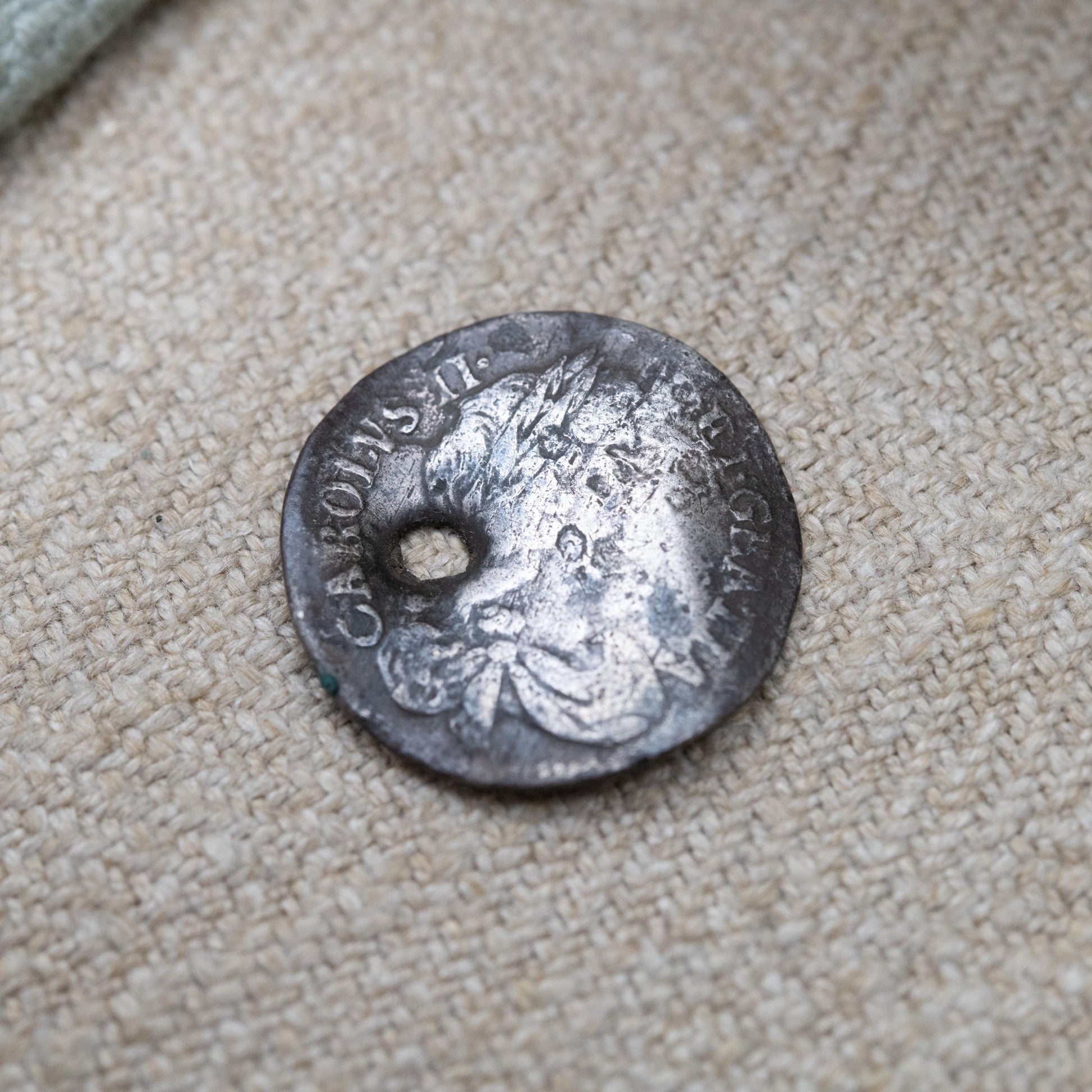 Antique Love Token 1680 Charles II Fourpence Sterling Silver Bent Coin Charm Pendant