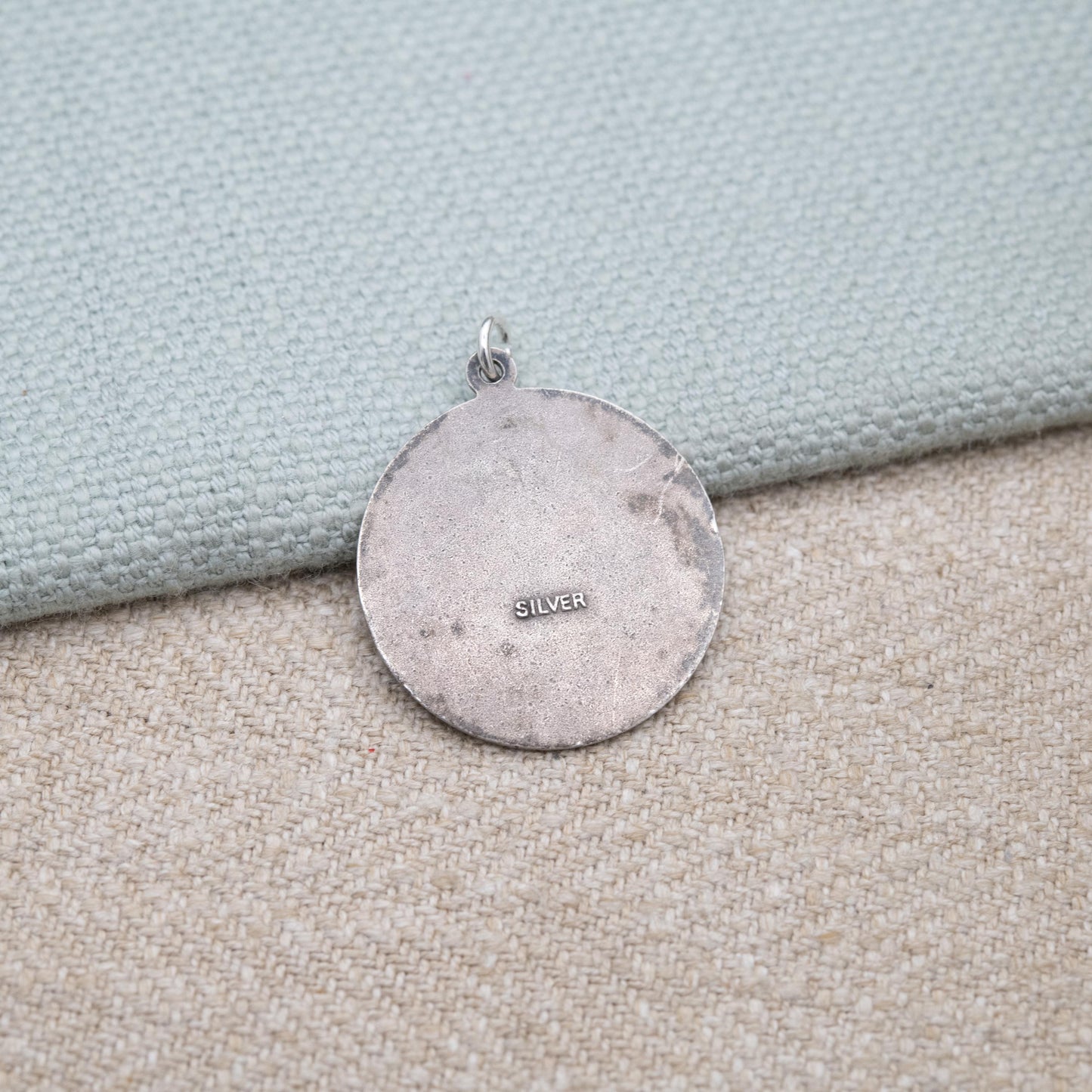 Vintage Sterling Silver St. Christopher Pendant - Circle Saint of Travelling | Christian Religious Jewellery | Detailed Raised Relief