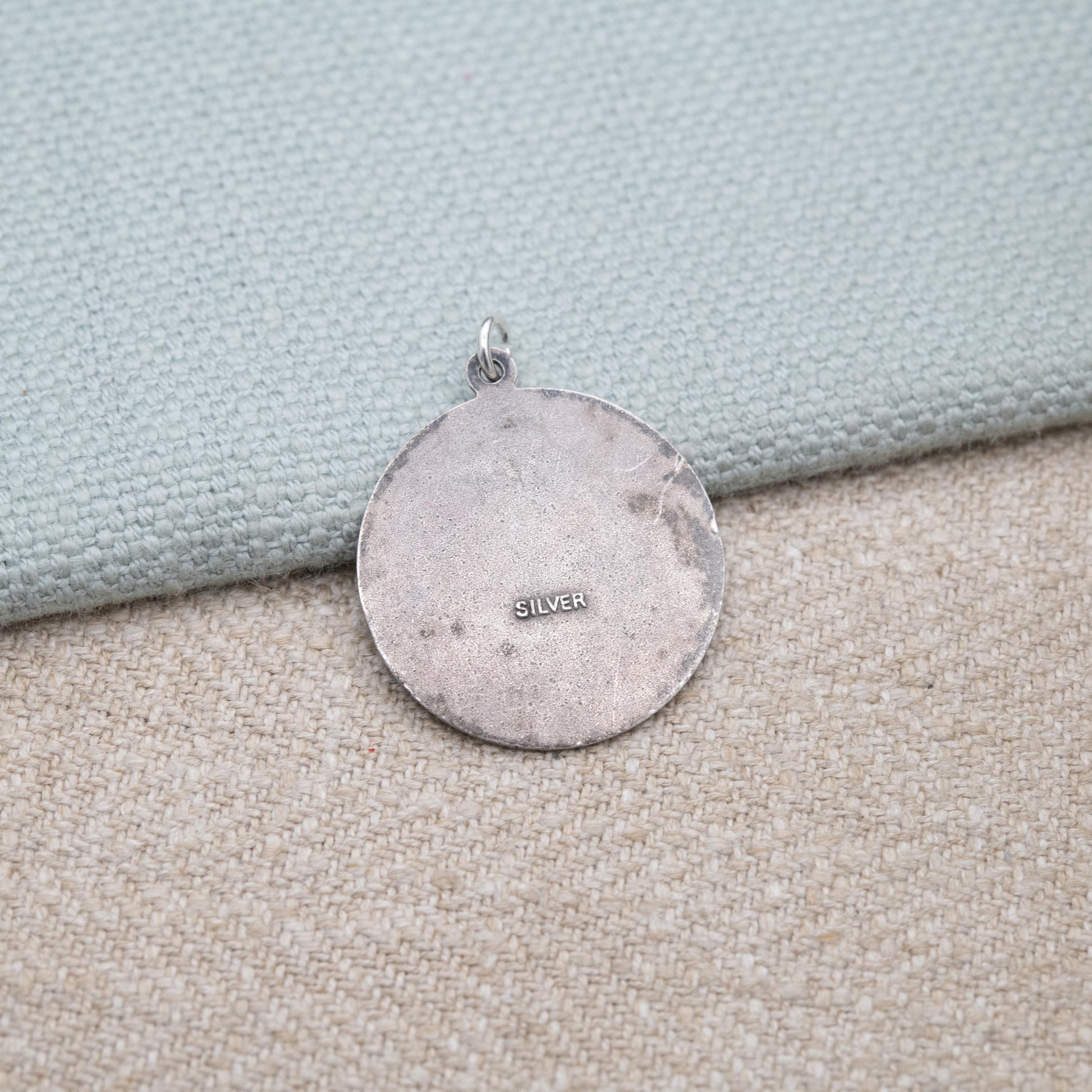 Vintage Sterling Silver St. Christopher Pendant - Circle Saint of Travelling | Christian Religious Jewellery | Detailed Raised Relief