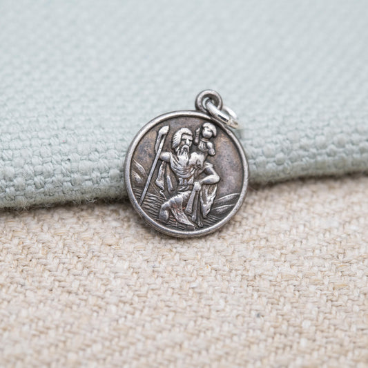Vintage Sterling Silver Charles Horner St. Christopher Pendant - Embossed Relief | Saint of Travelling | Religious Jewellery