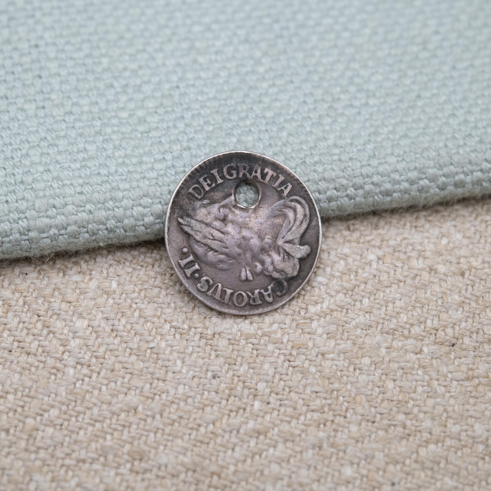 Antique 1679 Charles II Threepence Coin Charm Pendant - Old English Threepence | Pierced Sterling Silver Coin Jewellery