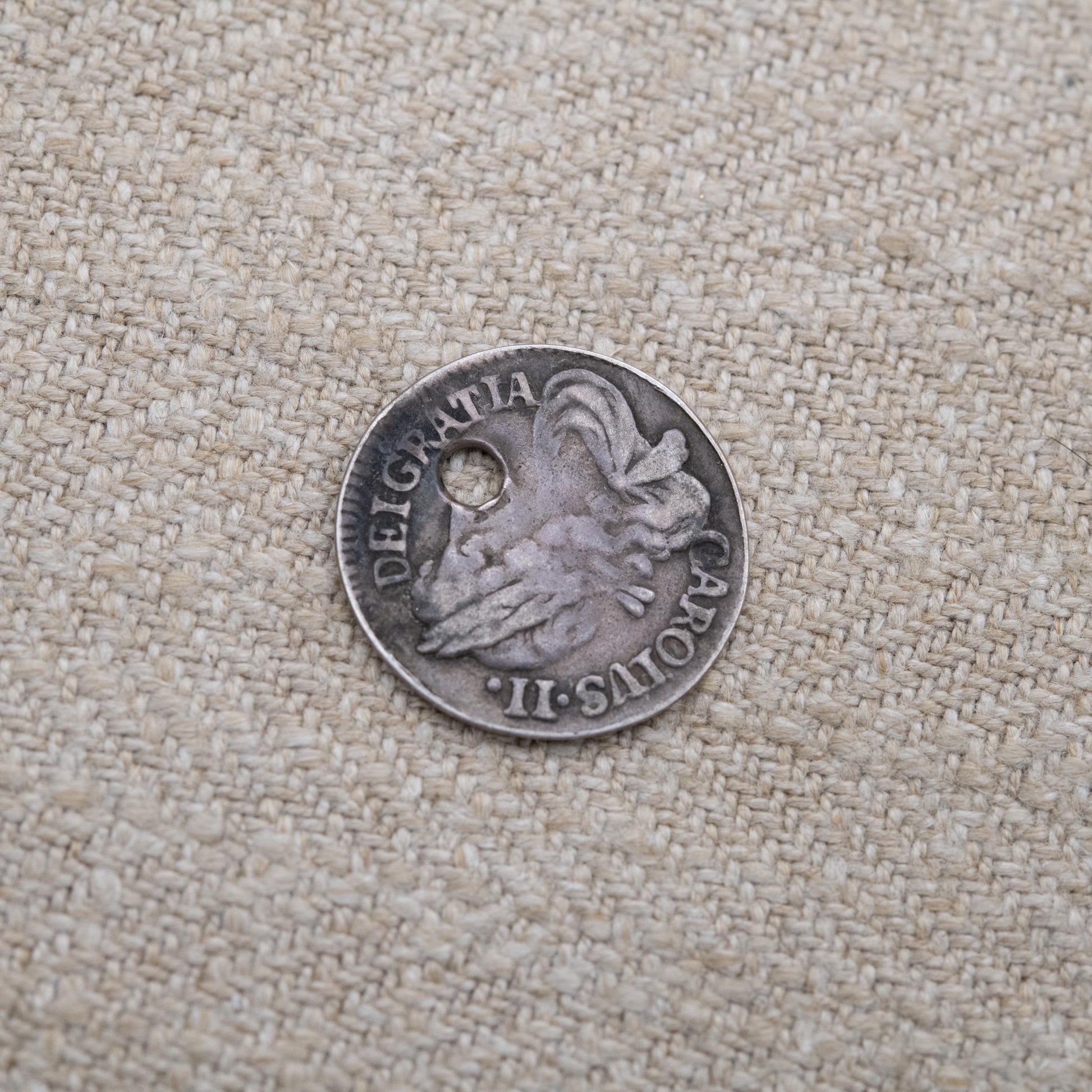 Antique 1679 Charles II Threepence Coin Charm Pendant - Old English Threepence | Pierced Sterling Silver Coin Jewellery
