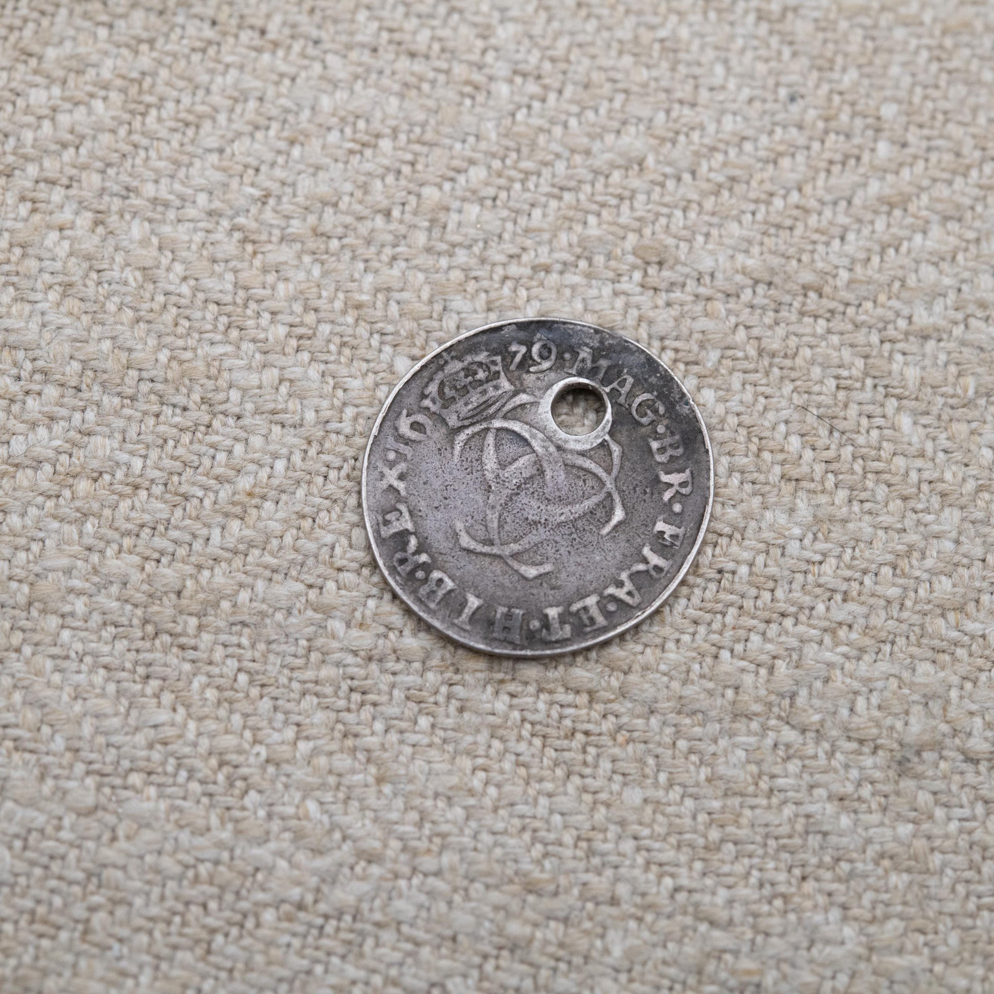 Antique 1679 Charles II Threepence Coin Charm Pendant - Old English Threepence | Pierced Sterling Silver Coin Jewellery