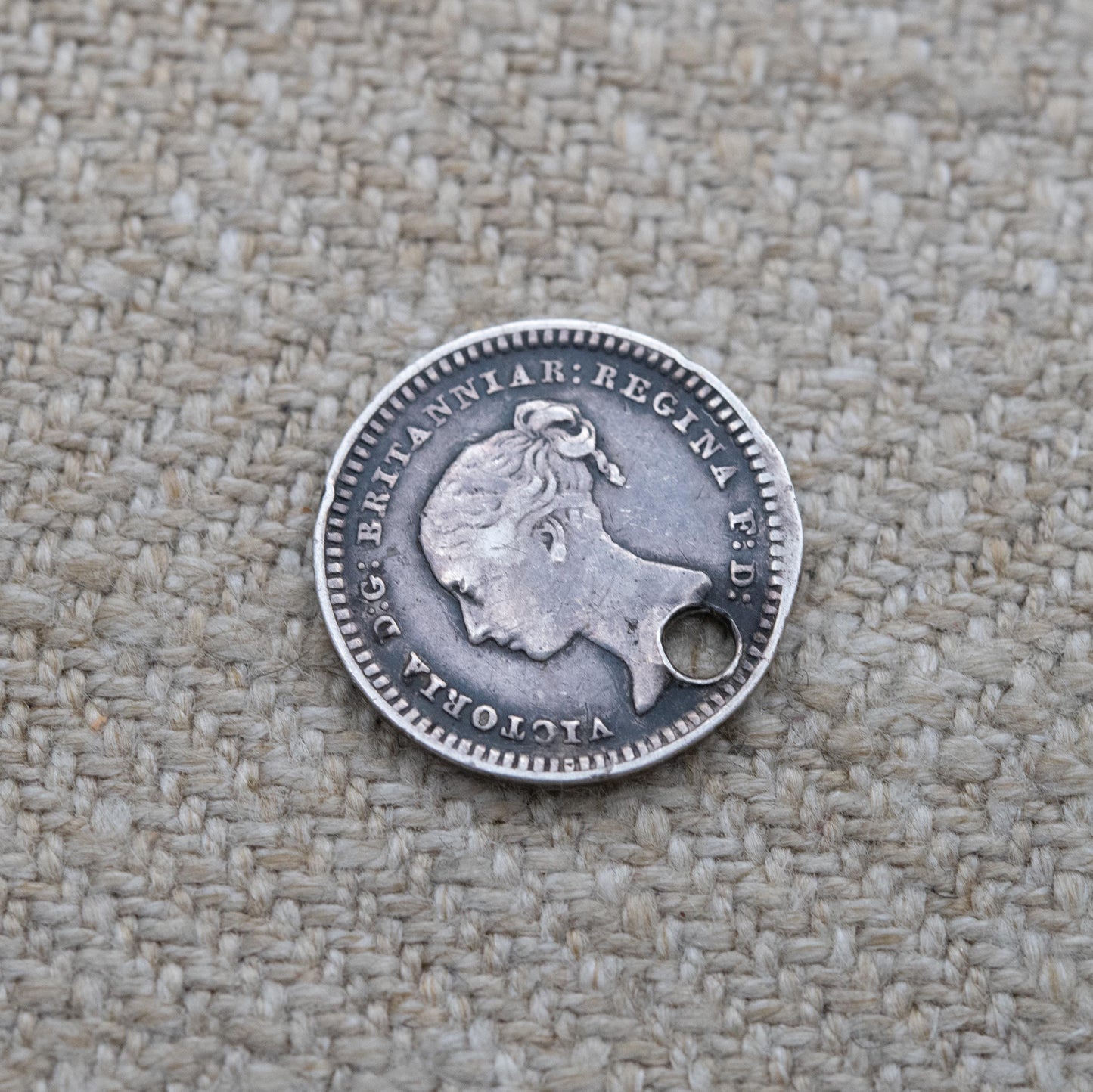 Antique Victorian Sterling Silver One and One Half Pence Coin Charm Pendant 1839 - Victoria Young Head | Solid Silver Coin Jewellery