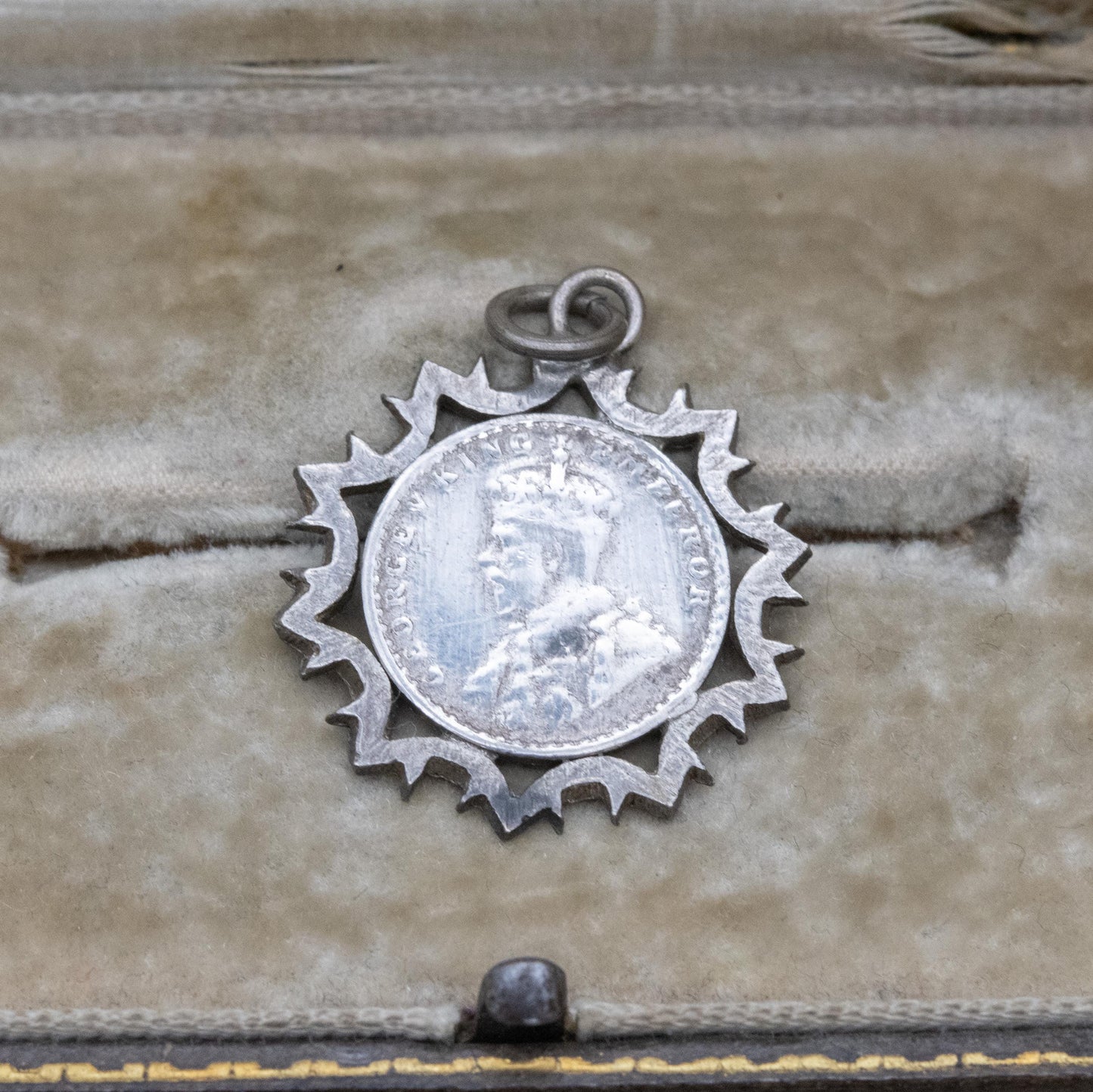 Antique George V Indian Two Annas Coin 1916 Silver Pendant Charm - Crowned George V Emperor | Indian Silver Coin Jewellery