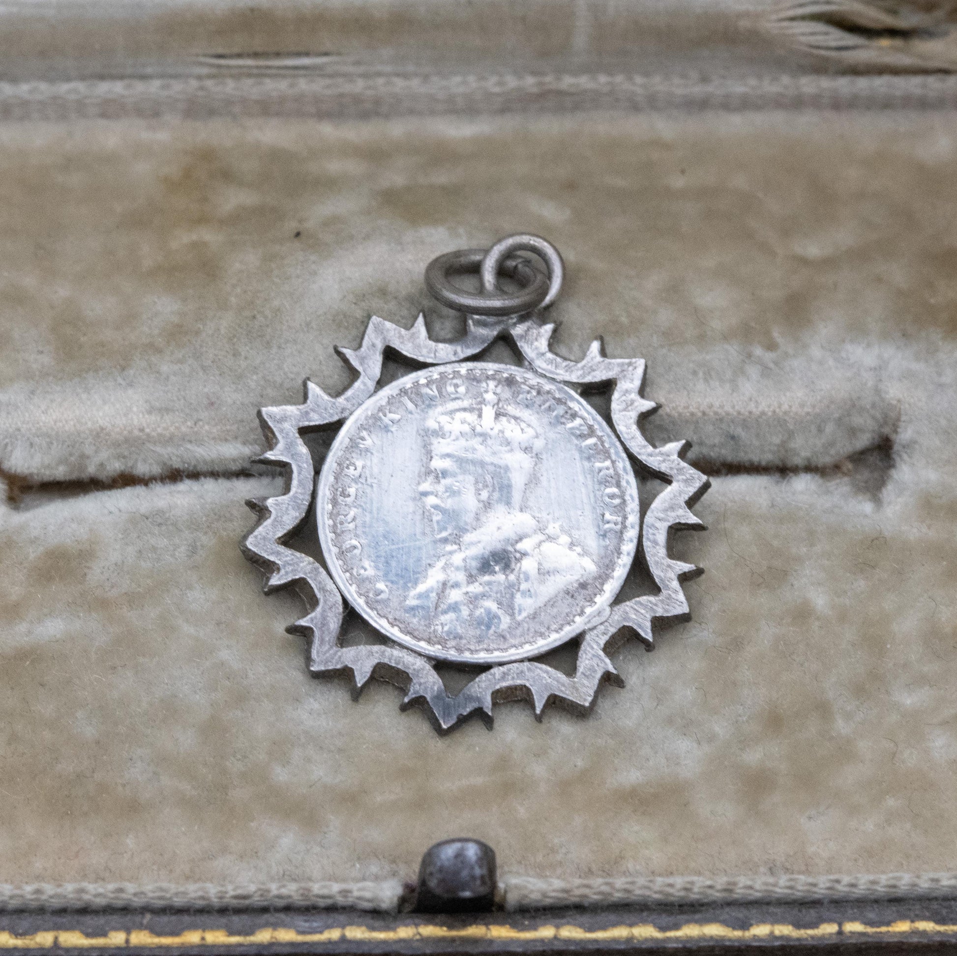 Antique George V Indian Two Annas Coin 1916 Silver Pendant Charm - Crowned George V Emperor | Indian Silver Coin Jewellery