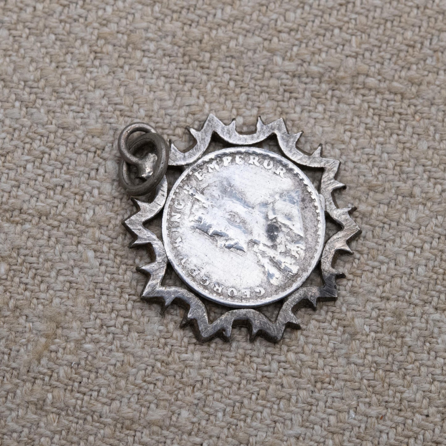 Antique George V Indian Two Annas Coin 1916 Silver Pendant Charm - Crowned George V Emperor | Indian Silver Coin Jewellery