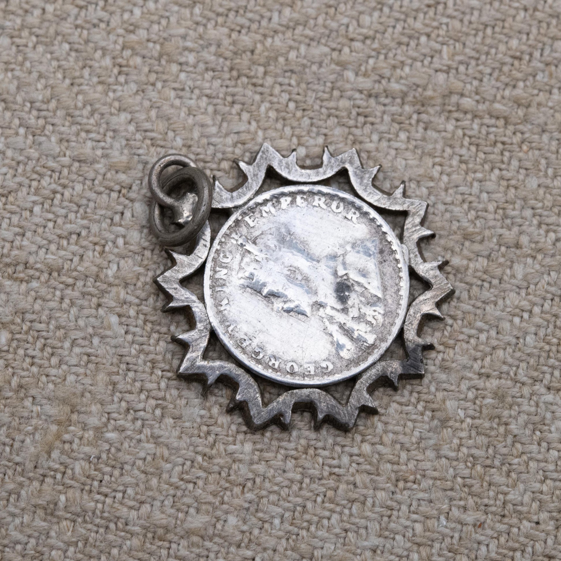 Antique George V Indian Two Annas Coin 1916 Silver Pendant Charm - Crowned George V Emperor | Indian Silver Coin Jewellery